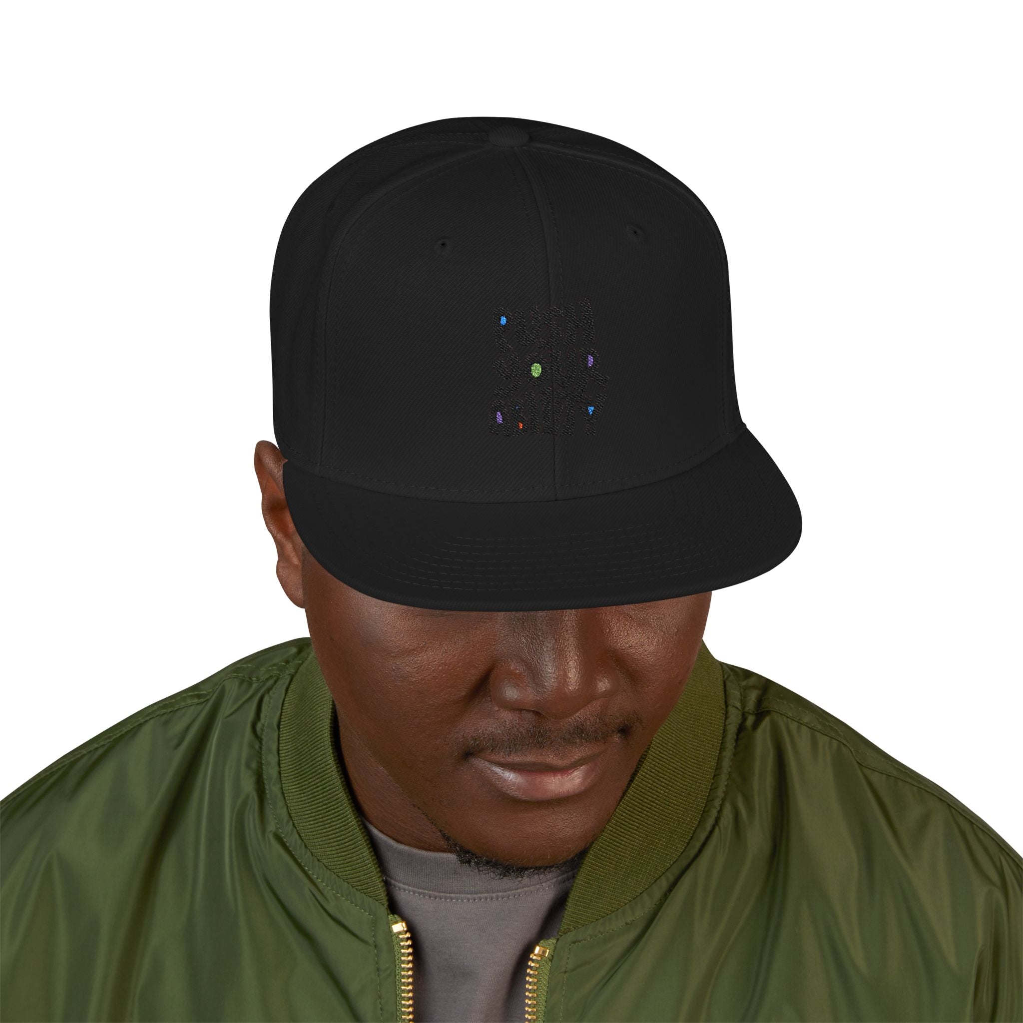 Embroidered ‘Boss Up’ Snapback Hat — Gray/Black Streetwear Cap