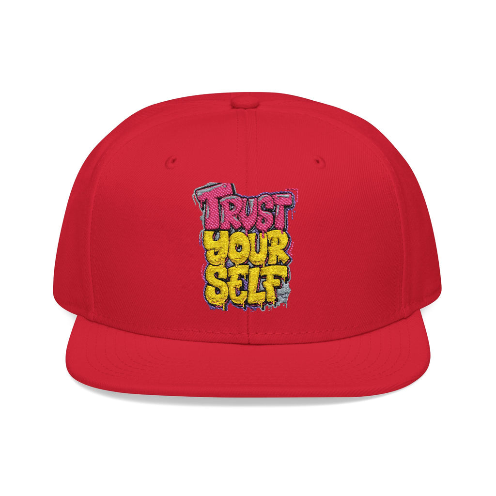 Flat Bill Cap — Embroidered "Trust Your Gut" Street Style Snapback