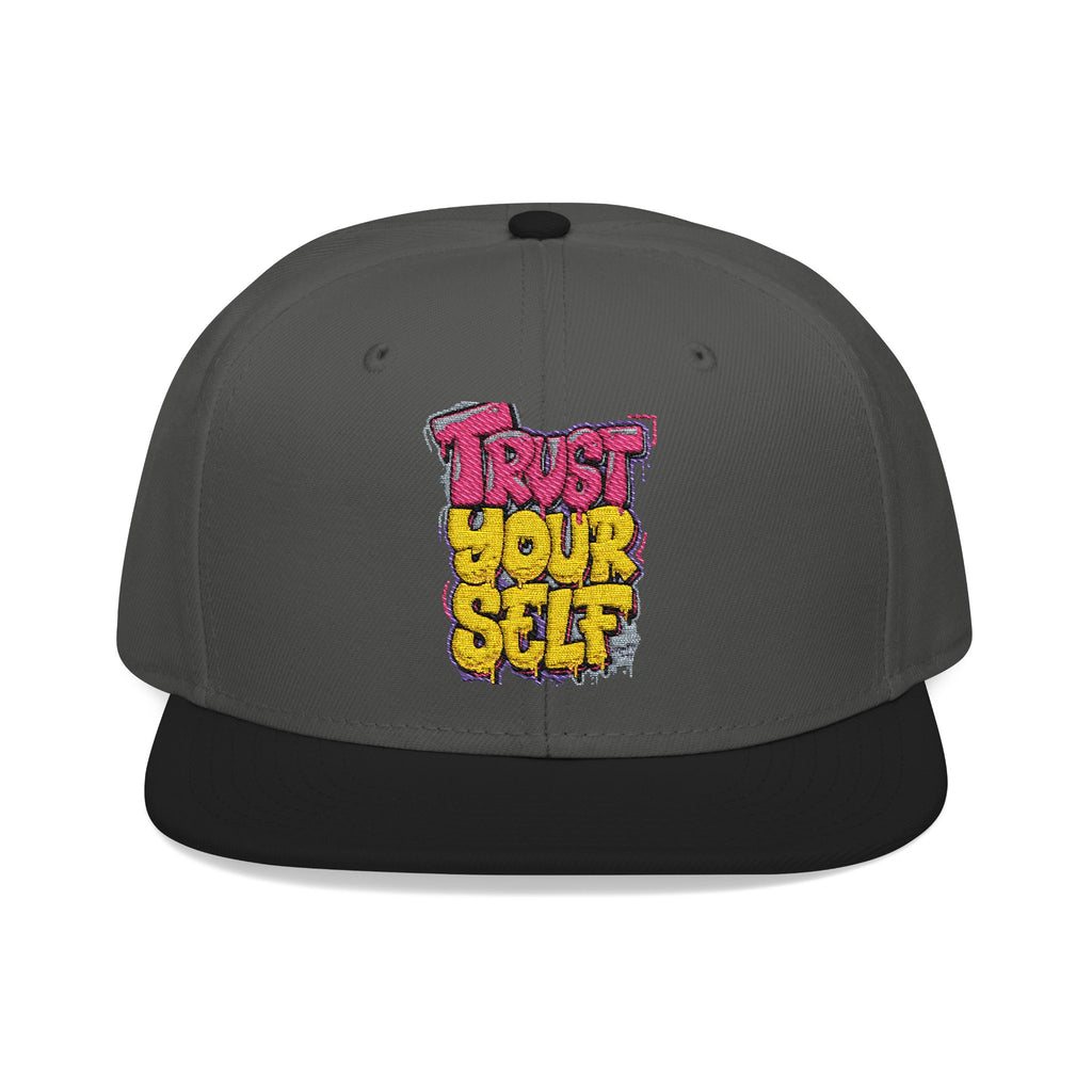 Flat Bill Cap — Embroidered "Trust Your Gut" Street Style Snapback