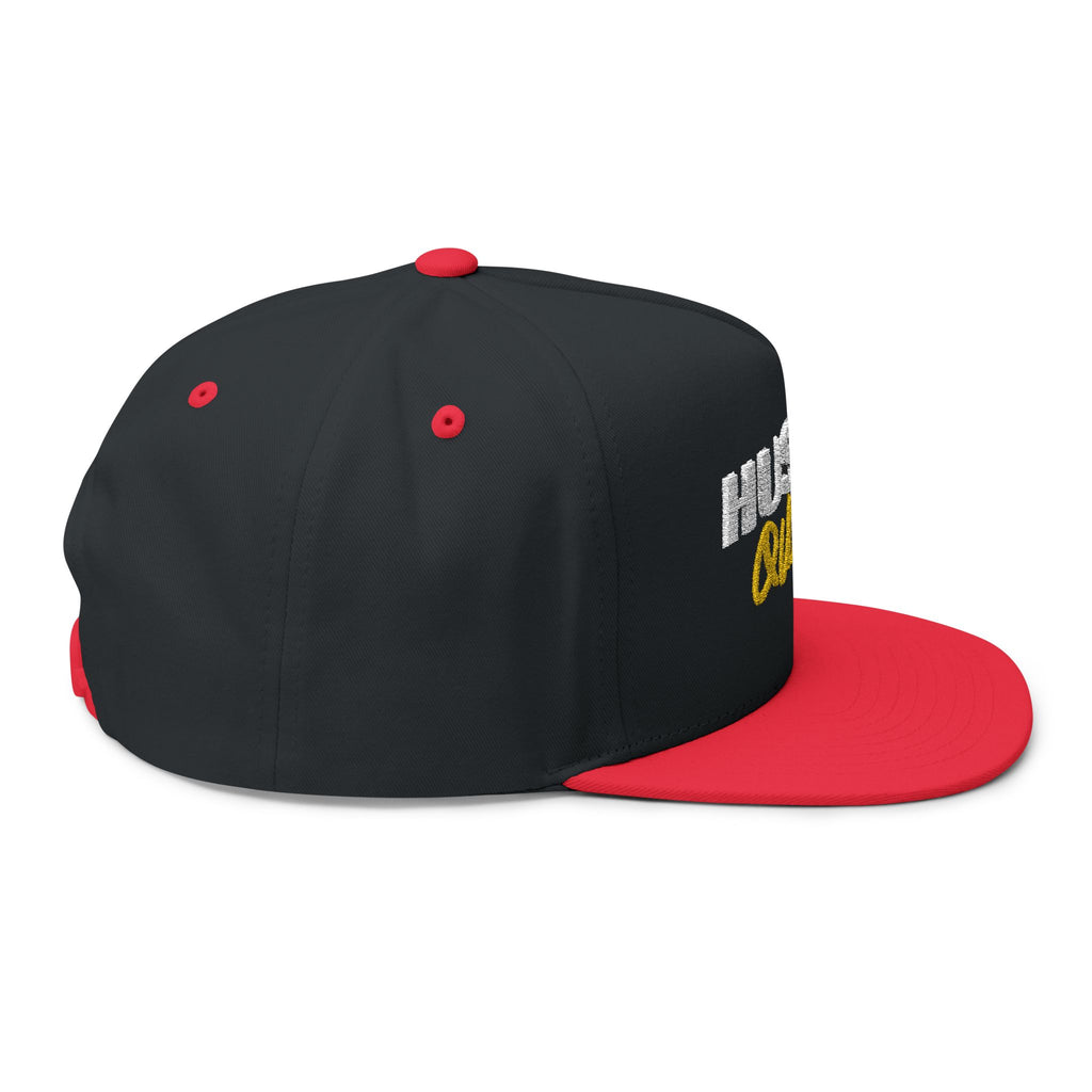 Flat Bill Cap — Embroidered "Hustle Quiet" Snapback Hat