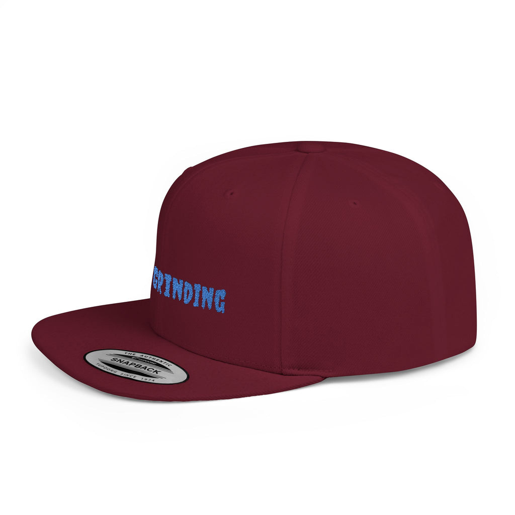 Flat Bill Snapback Cap — Blue Glitch Text Streetwear Hat