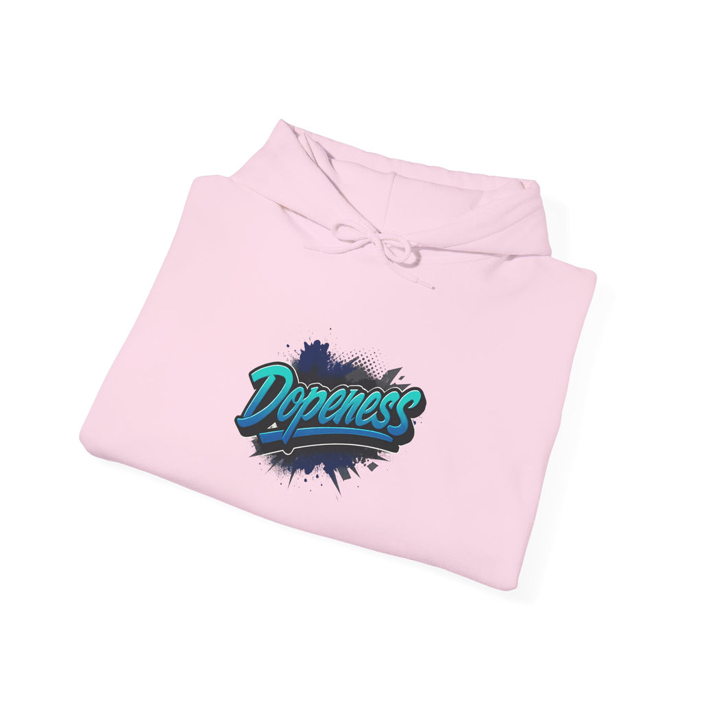 Dopeness Graffiti Hoodie — Retro Teal Streetwear Sweatshirt