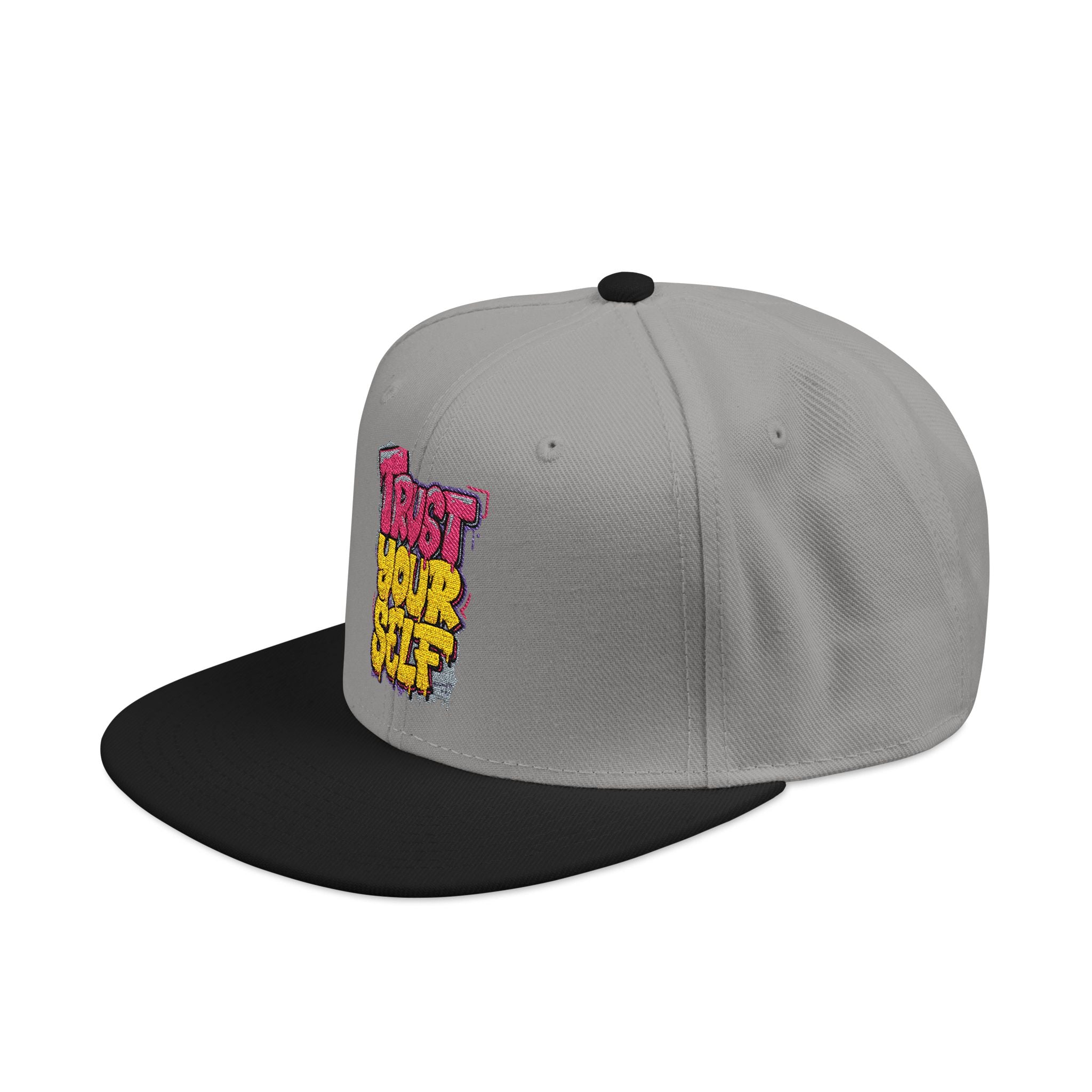 Flat Bill Cap — Embroidered "Trust Your Gut" Street Style Snapback
