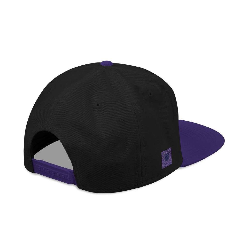 Embroidered Snapback Hat — Bold Yellow 'N' Floral Patch, Purple Side Accent