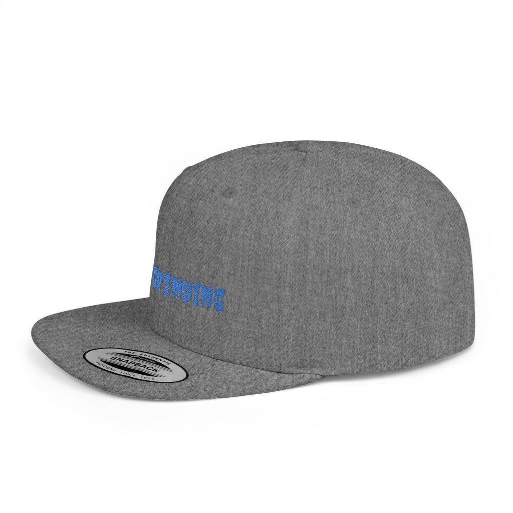 Flat Bill Snapback Cap — Blue Glitch Text Streetwear Hat
