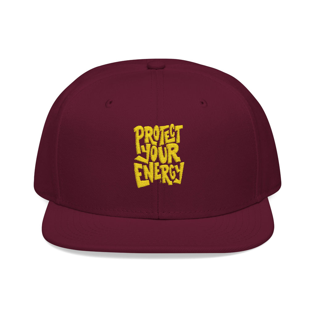 Snapback Hat — Yellow Box Script Embroidery