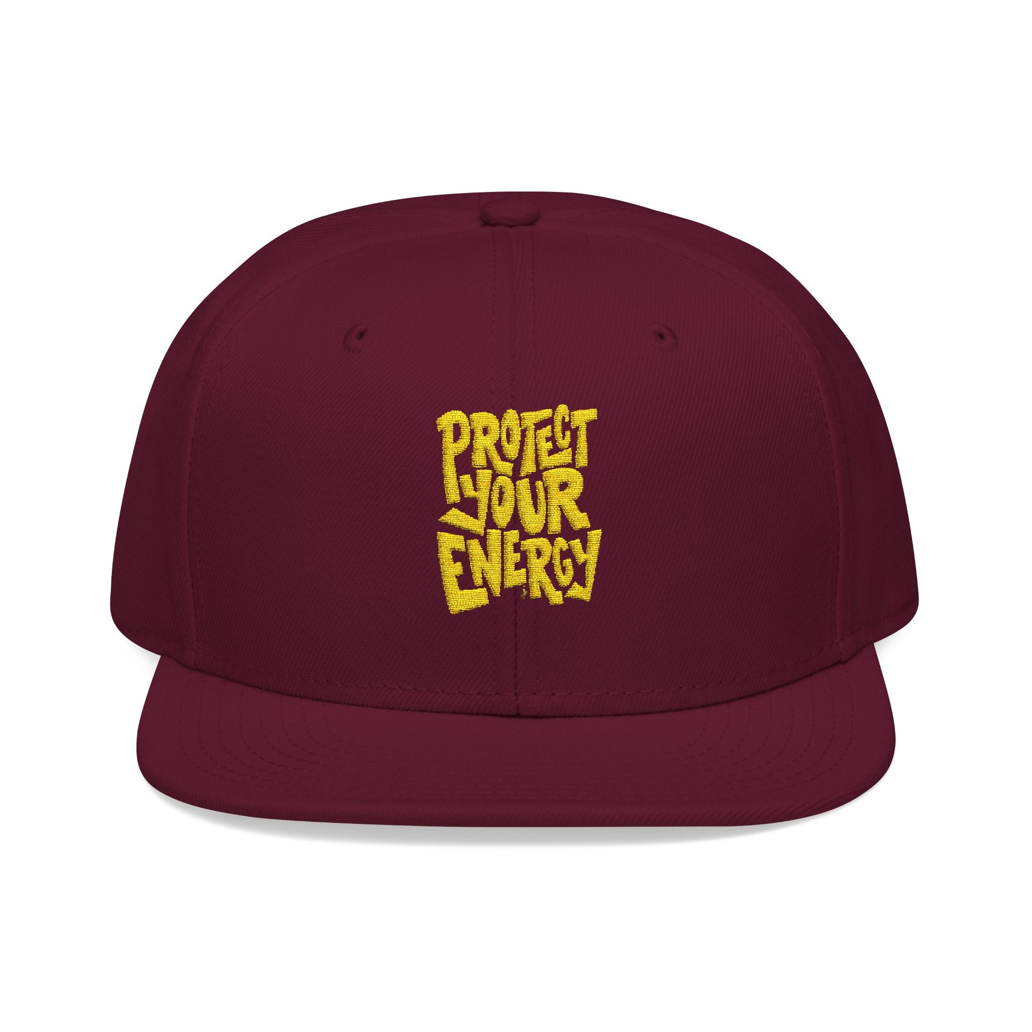 Snapback Hat — Yellow Box Script Embroidery