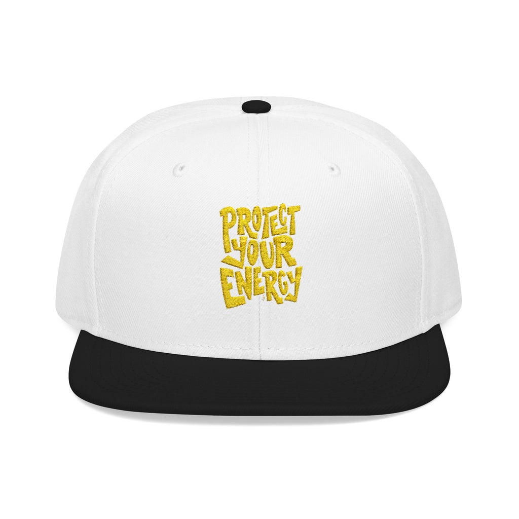 Snapback Hat — Yellow Box Script Embroidery