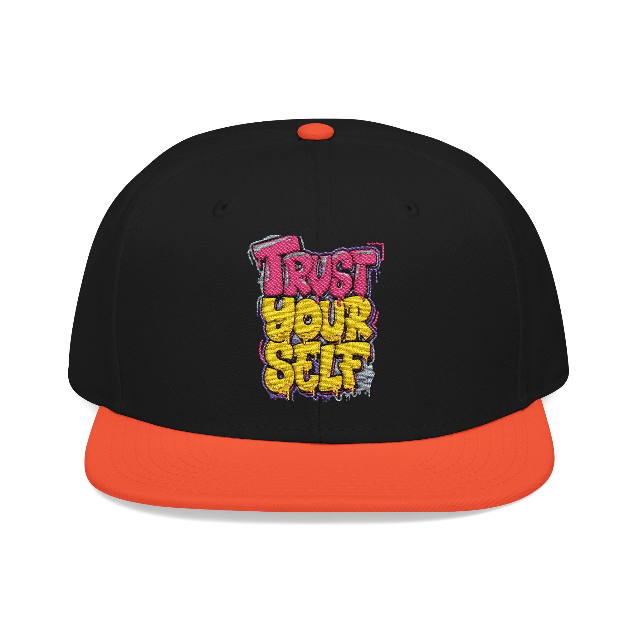 Flat Bill Cap — Embroidered "Trust Your Gut" Street Style Snapback