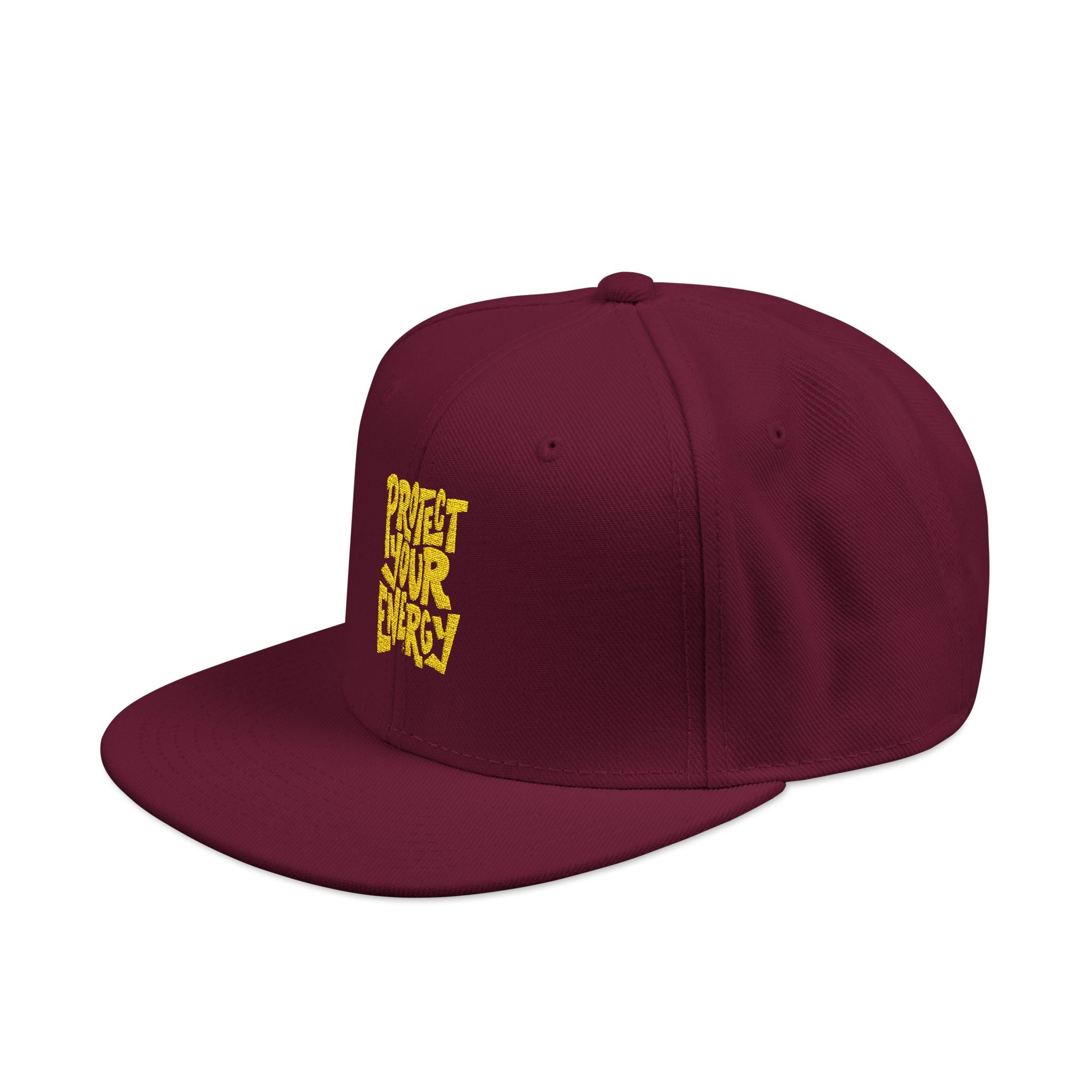 Snapback Hat — Yellow Box Script Embroidery