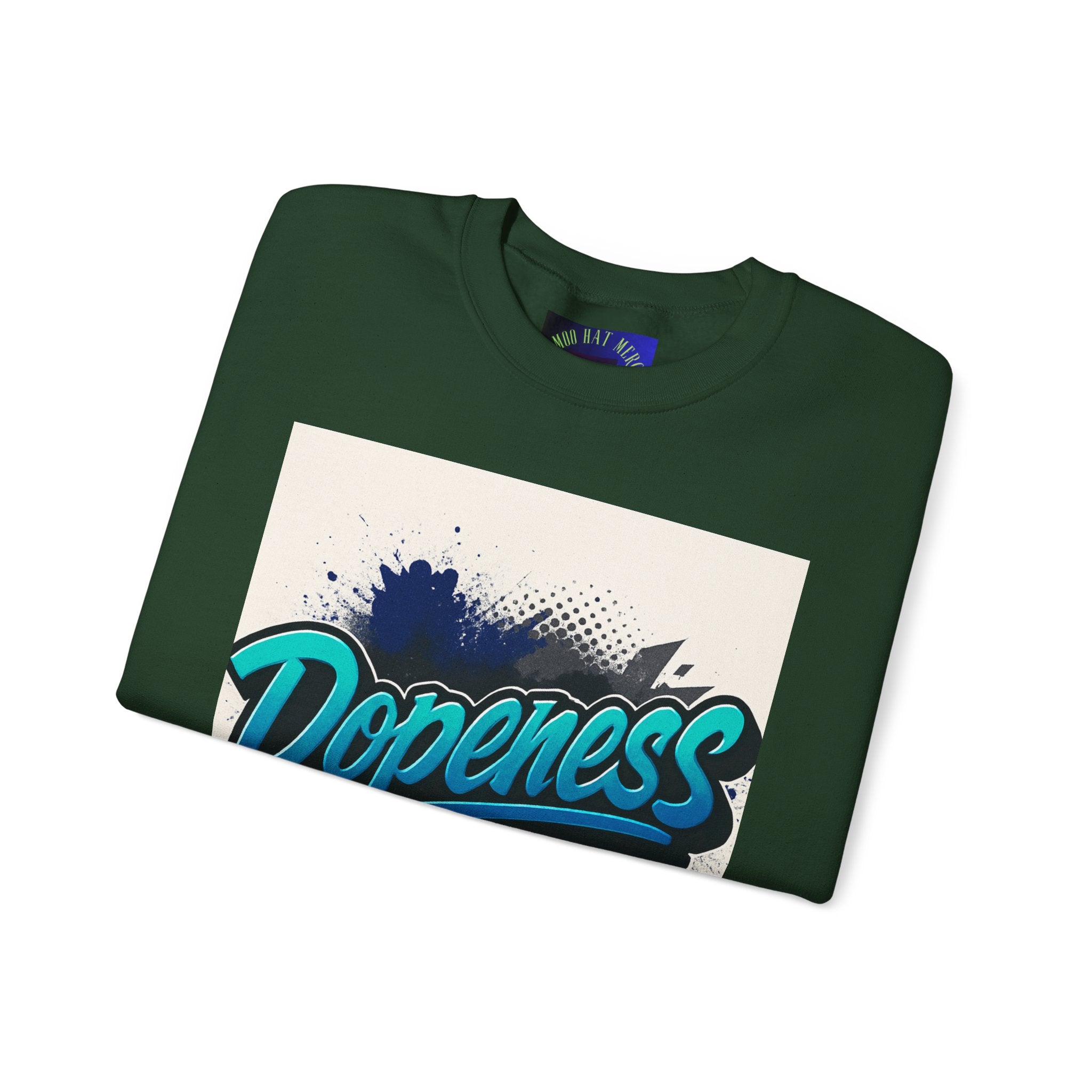 Dopeness Graphic Crewneck Sweatshirt — Retro Blue Streetwear Pullover