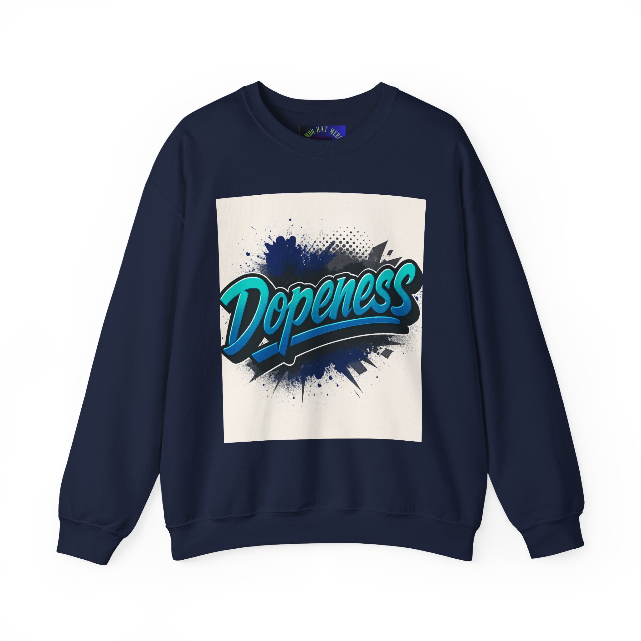 Dopeness Graphic Crewneck Sweatshirt — Retro Blue Streetwear Pullover