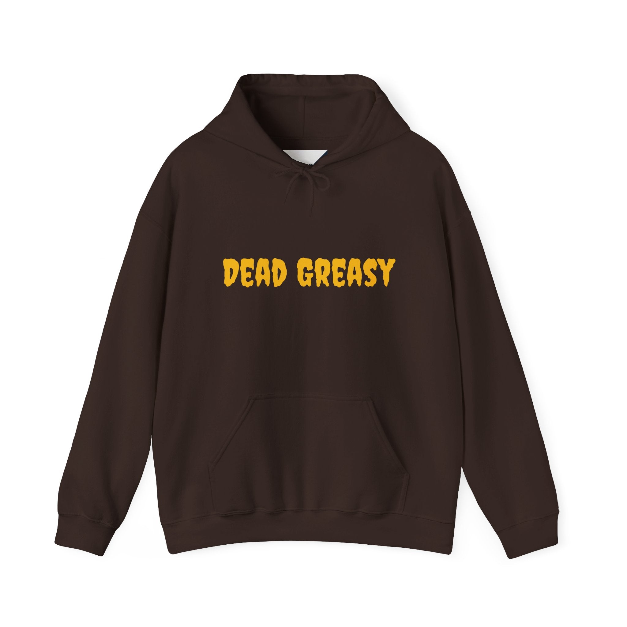 Dead Greasy Unisex Heavy Blend™ Hooded Sweatshirt, Casual Streetwear Hoodie, Trendy Gifts for Friends, Cozy Fall Attire, Graphic Sweatshirt