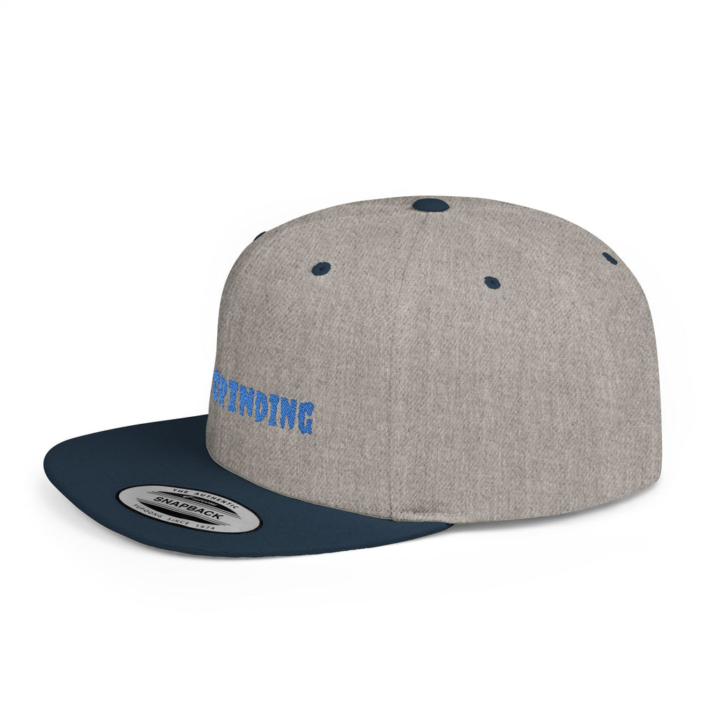Flat Bill Snapback Cap — Blue Glitch Text Streetwear Hat