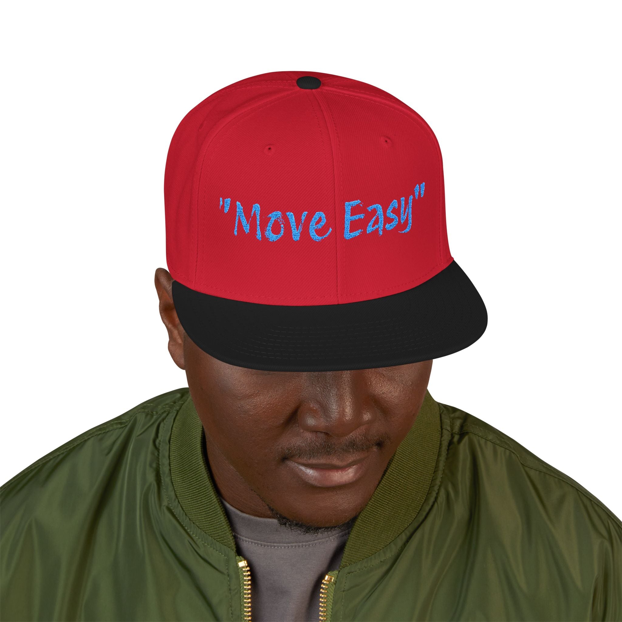 Stylish Snapback Cap - "Move Easy" Embroidered Design, Casual Hat, Streetwear Accessory, Gift for Him/Her, Everyday Wear
