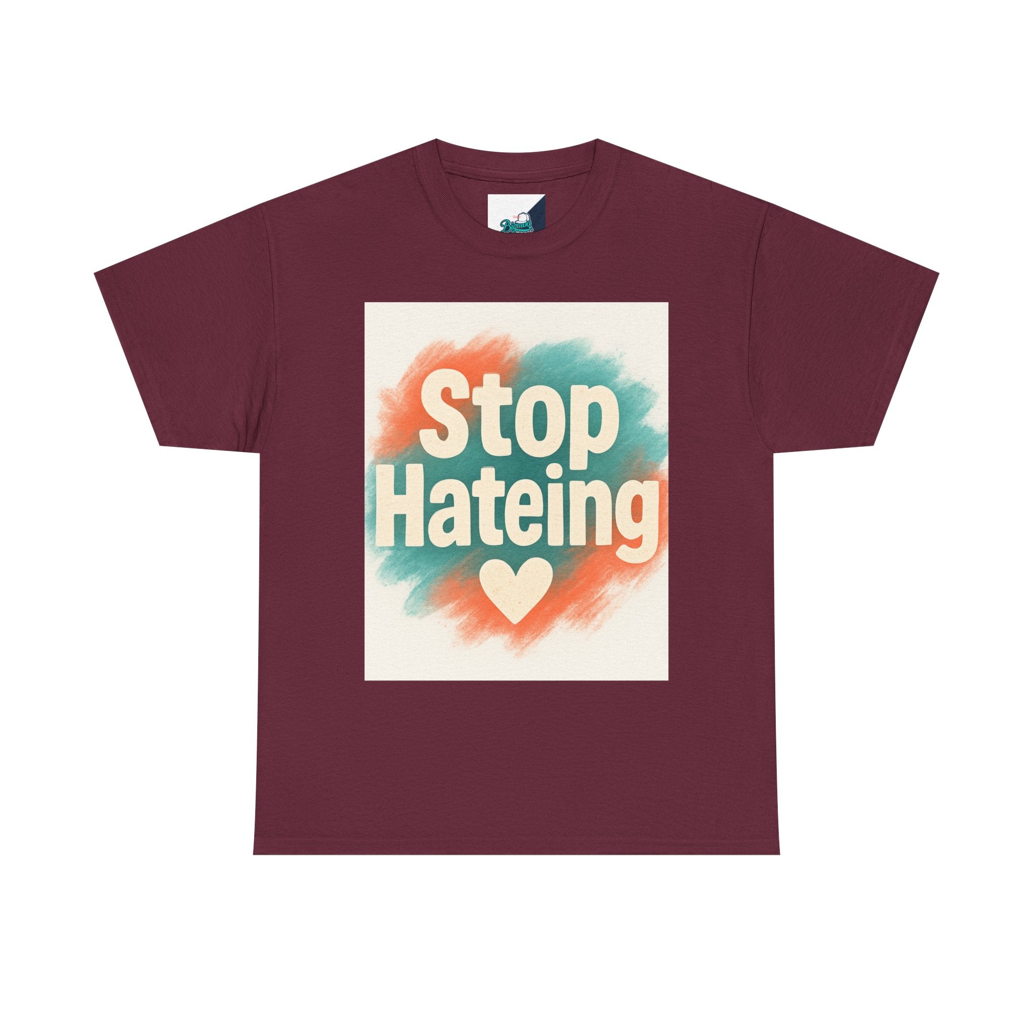 Unisex Heavy Cotton Tee: "Stop Hateing" Graphic Tee, Casual Wear, Gift for Activists, T-Shirt for Social Causes, Everyday Comfort