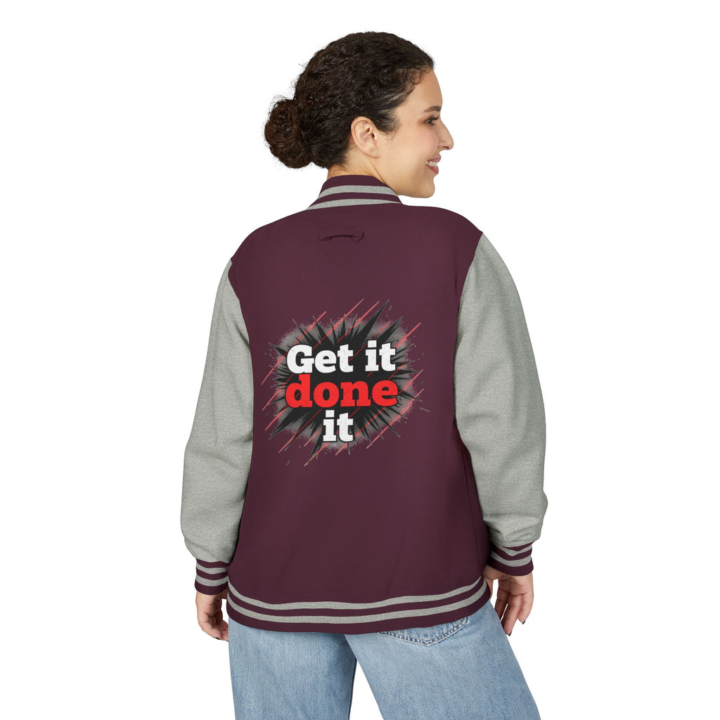 Get It Done Letterman Jacket — Motivational Varsity Bomber