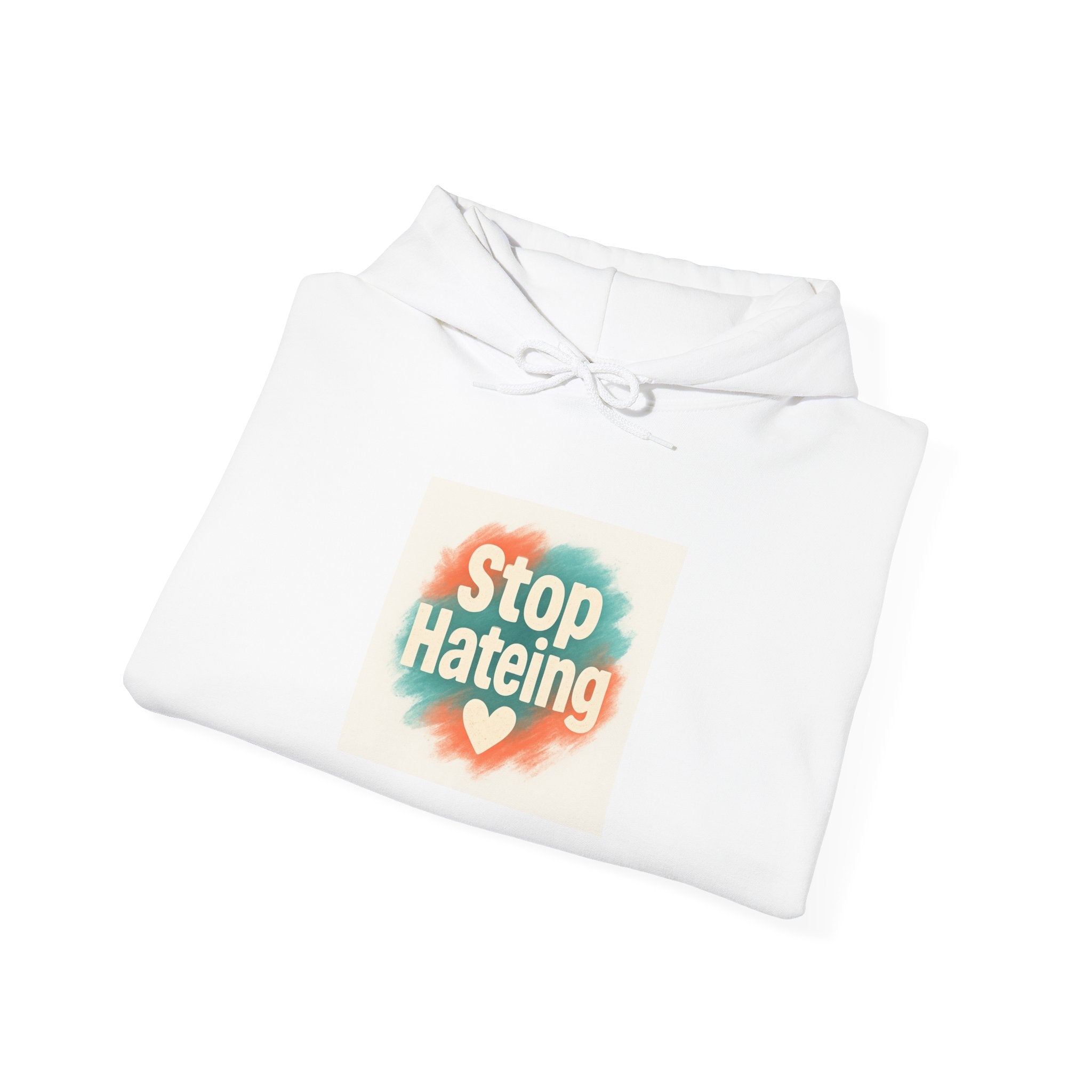 Unisex Hooded Sweatshirt with 'Stop Hating' Design, Cozy Hoodie for Activism, Casual Wear, Gift for Friends, Everyday Comfort