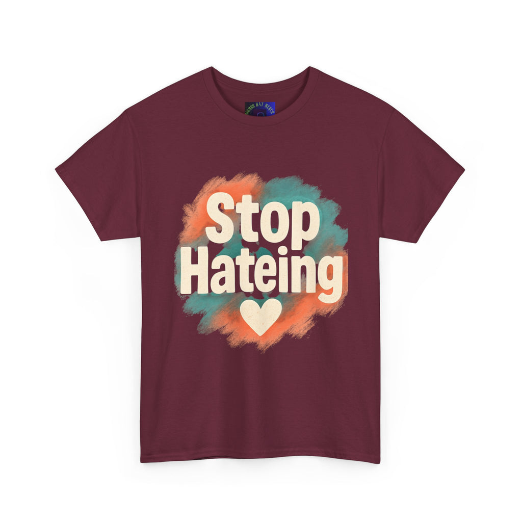 Unisex Heavy Cotton Tee: "Stop Hateing" Graphic Tee, Casual Wear, Gift for Activists, T-Shirt for Social Causes, Everyday Comfort