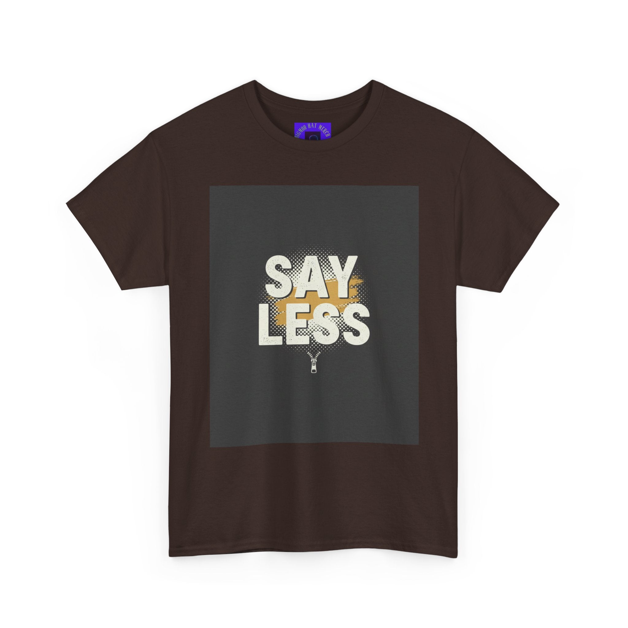 Say Less Graphic Ringer Tee — Mens Retro Minimalist Statement Shirt