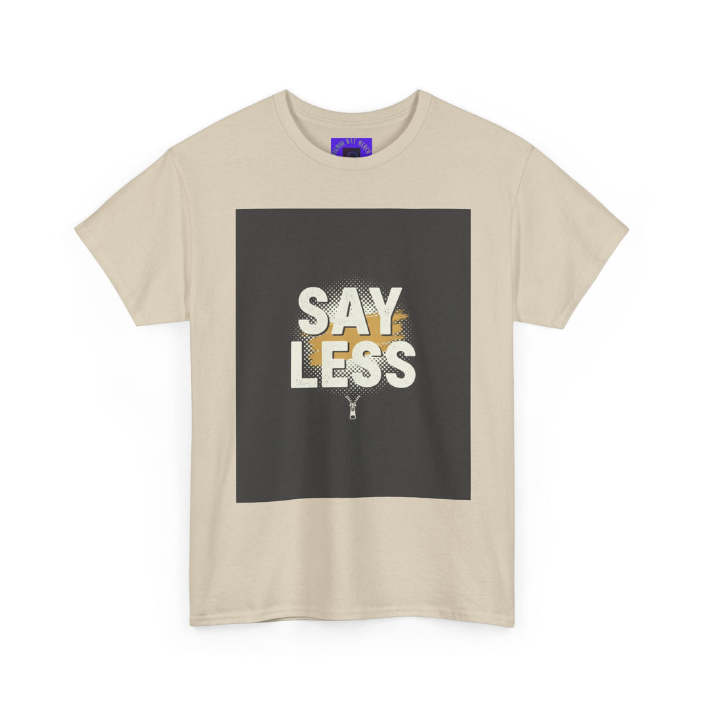 Say Less Graphic Ringer Tee — Mens Retro Minimalist Statement Shirt