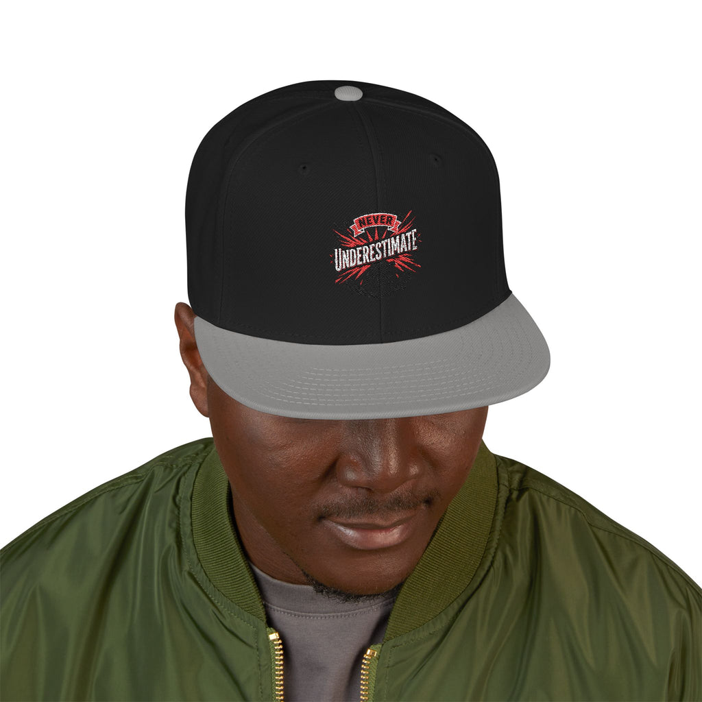 Embroidered Skull & Roses Snapback Hat