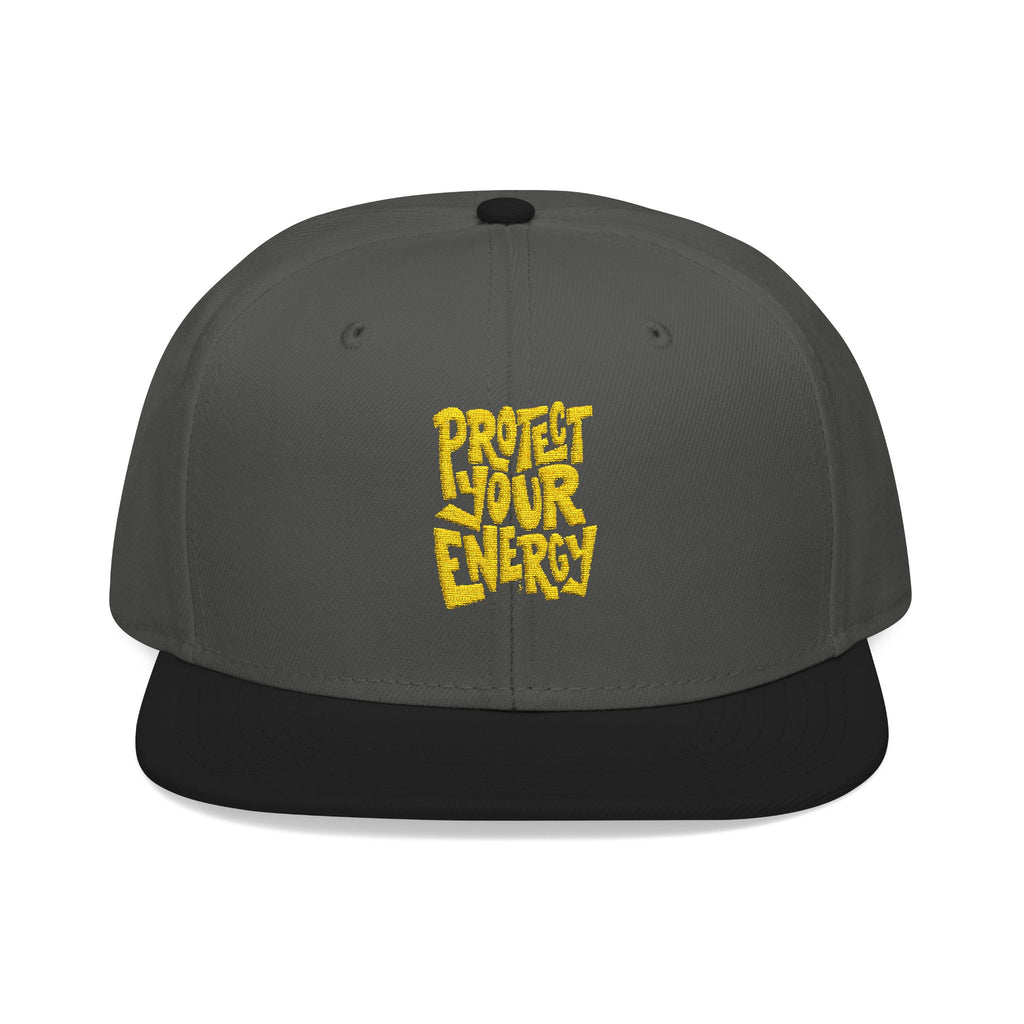 Snapback Hat — Yellow Box Script Embroidery