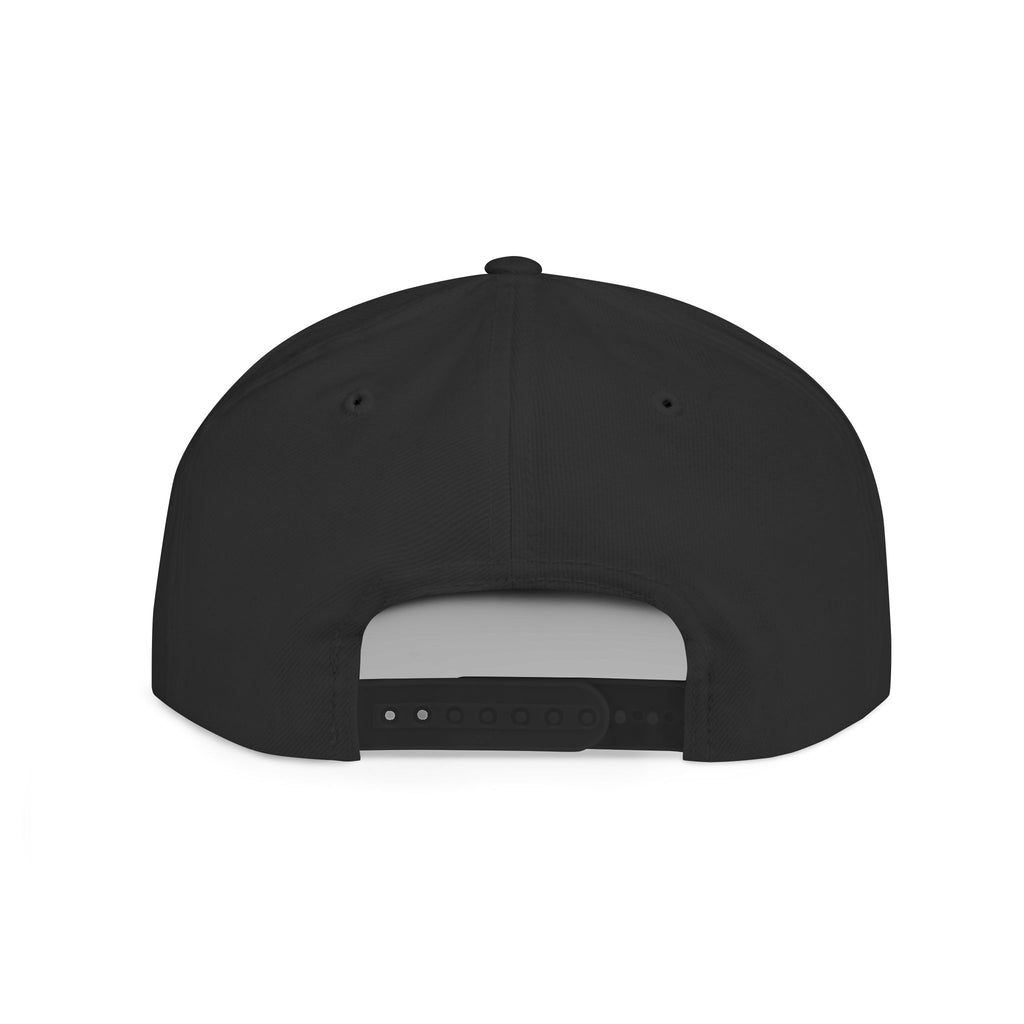 Flat Bill Snapback Cap — Blue Glitch Text Streetwear Hat