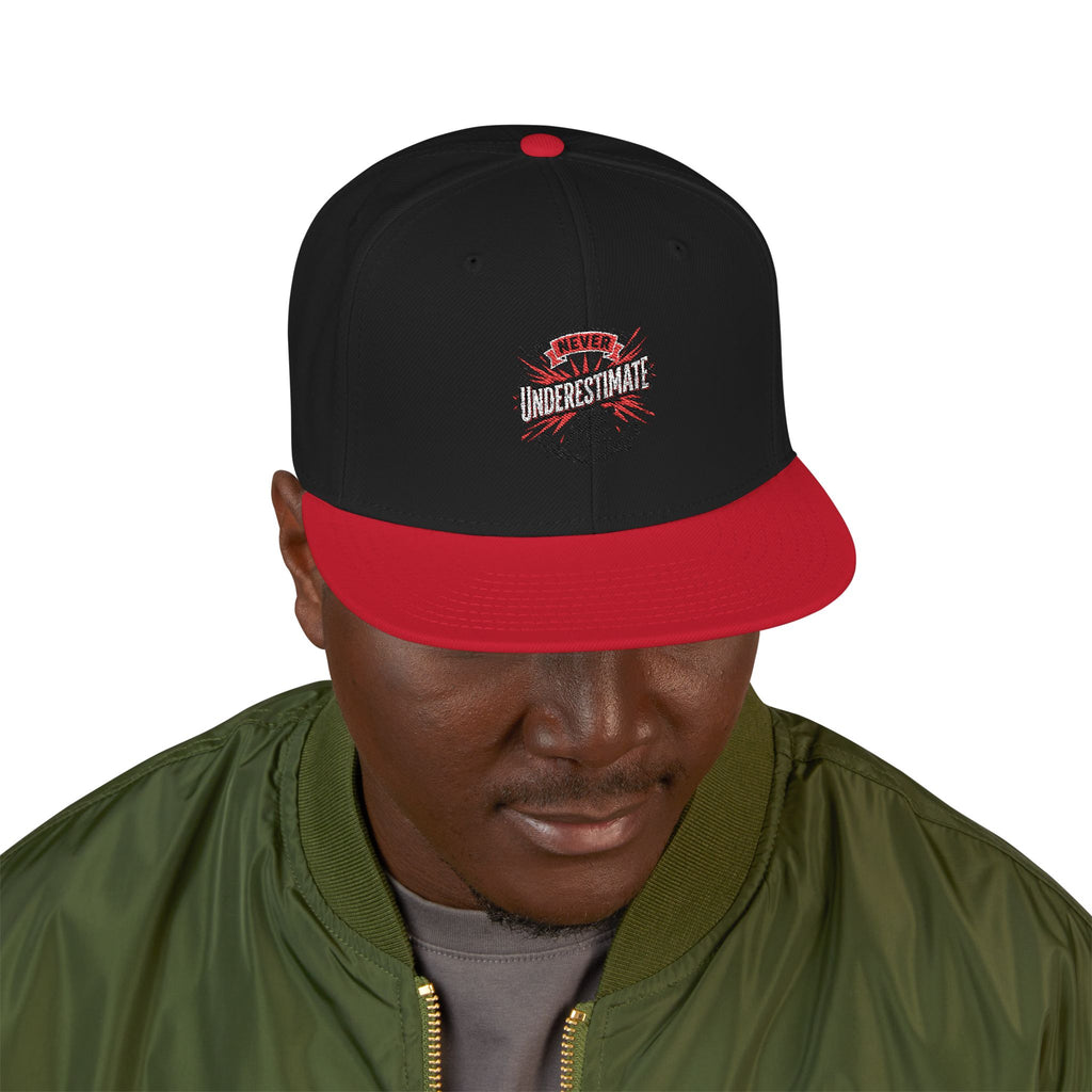 Embroidered Skull & Roses Snapback Hat