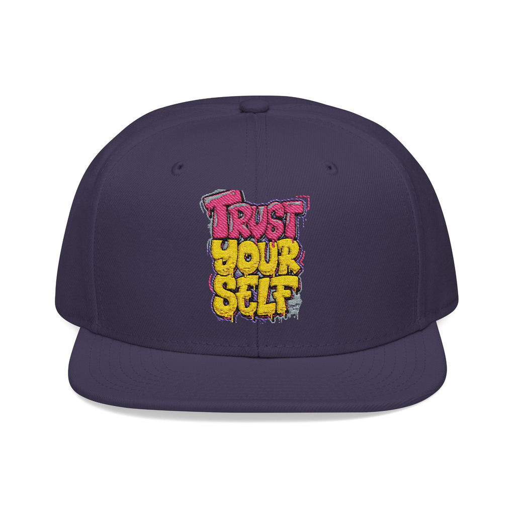 Flat Bill Cap — Embroidered "Trust Your Gut" Street Style Snapback