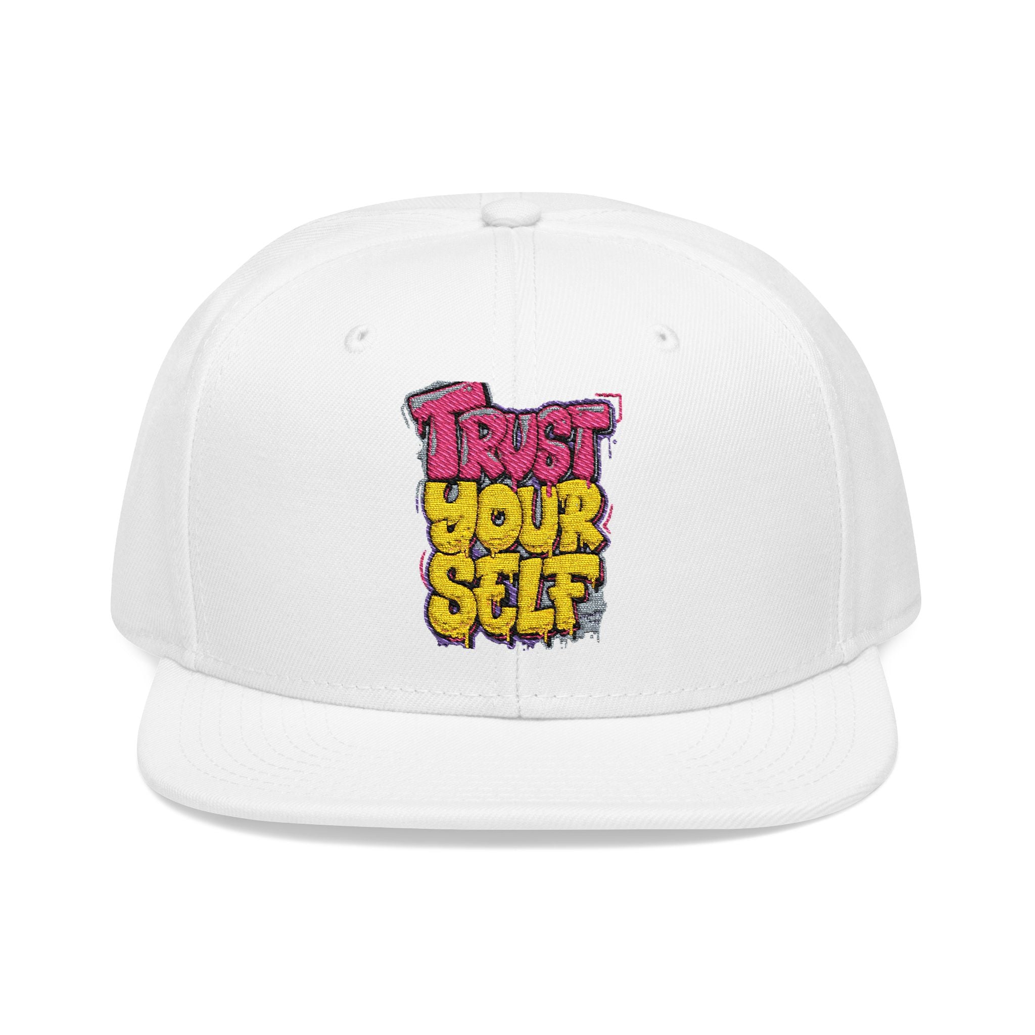 Flat Bill Cap — Embroidered "Trust Your Gut" Street Style Snapback