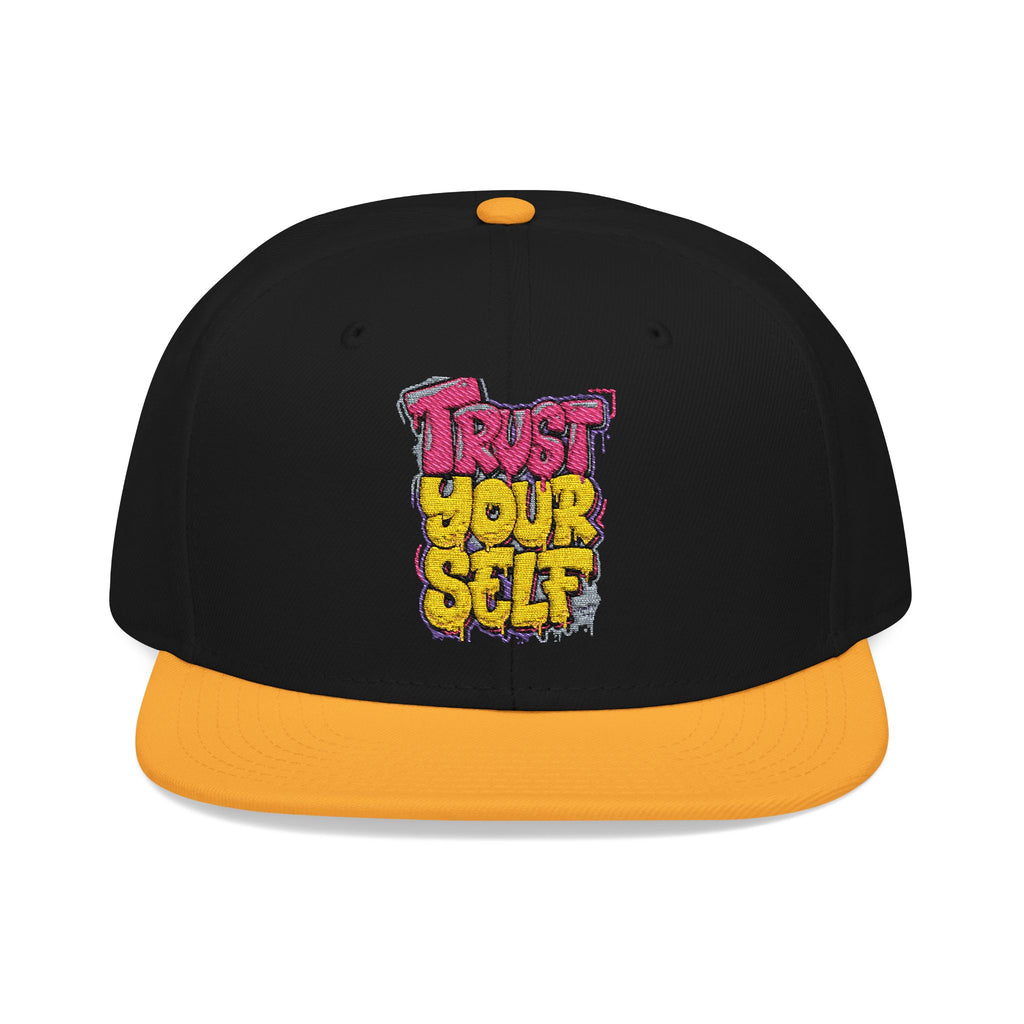 Flat Bill Cap — Embroidered "Trust Your Gut" Street Style Snapback