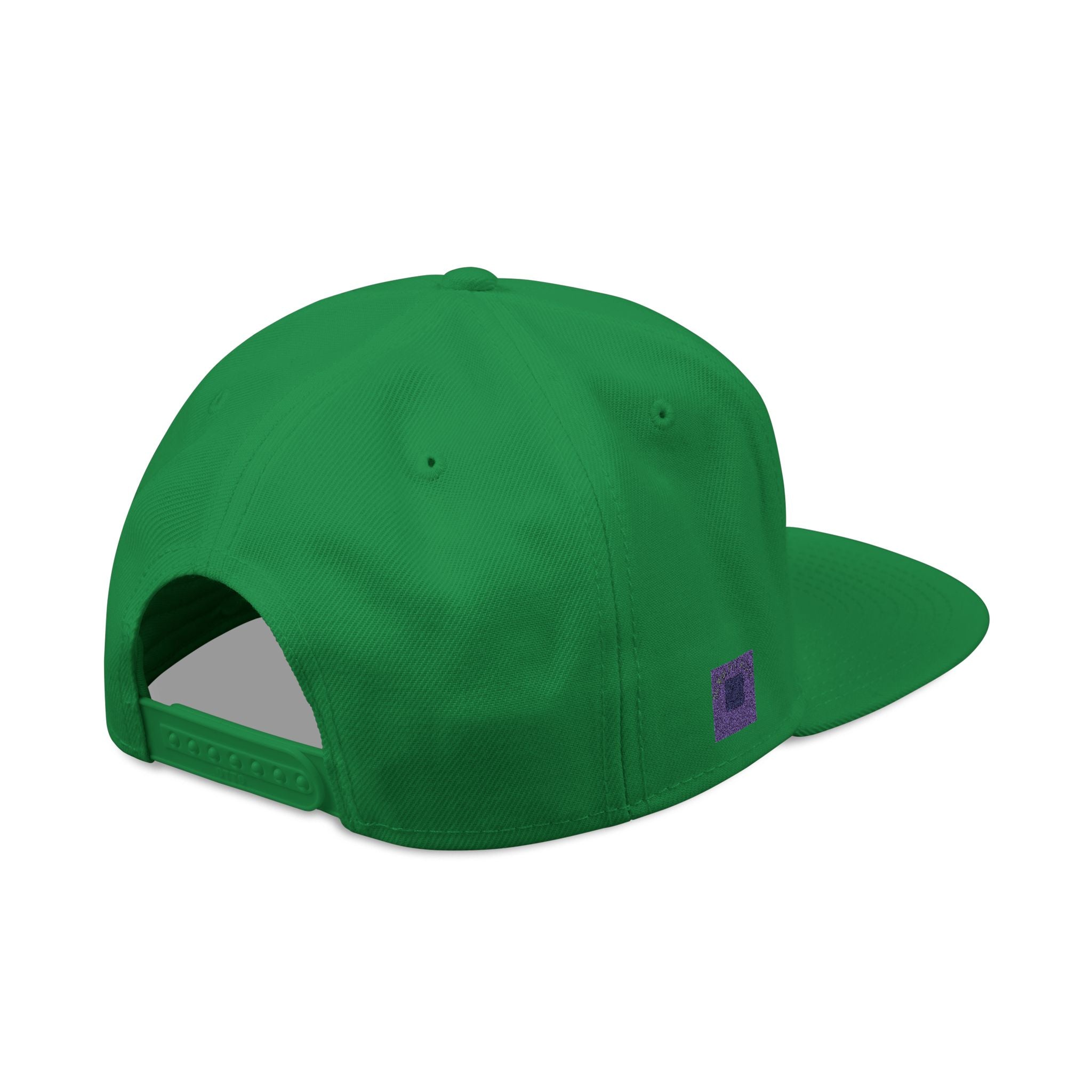 Embroidered Snapback Hat — Bold Yellow 'N' Floral Patch, Purple Side Accent