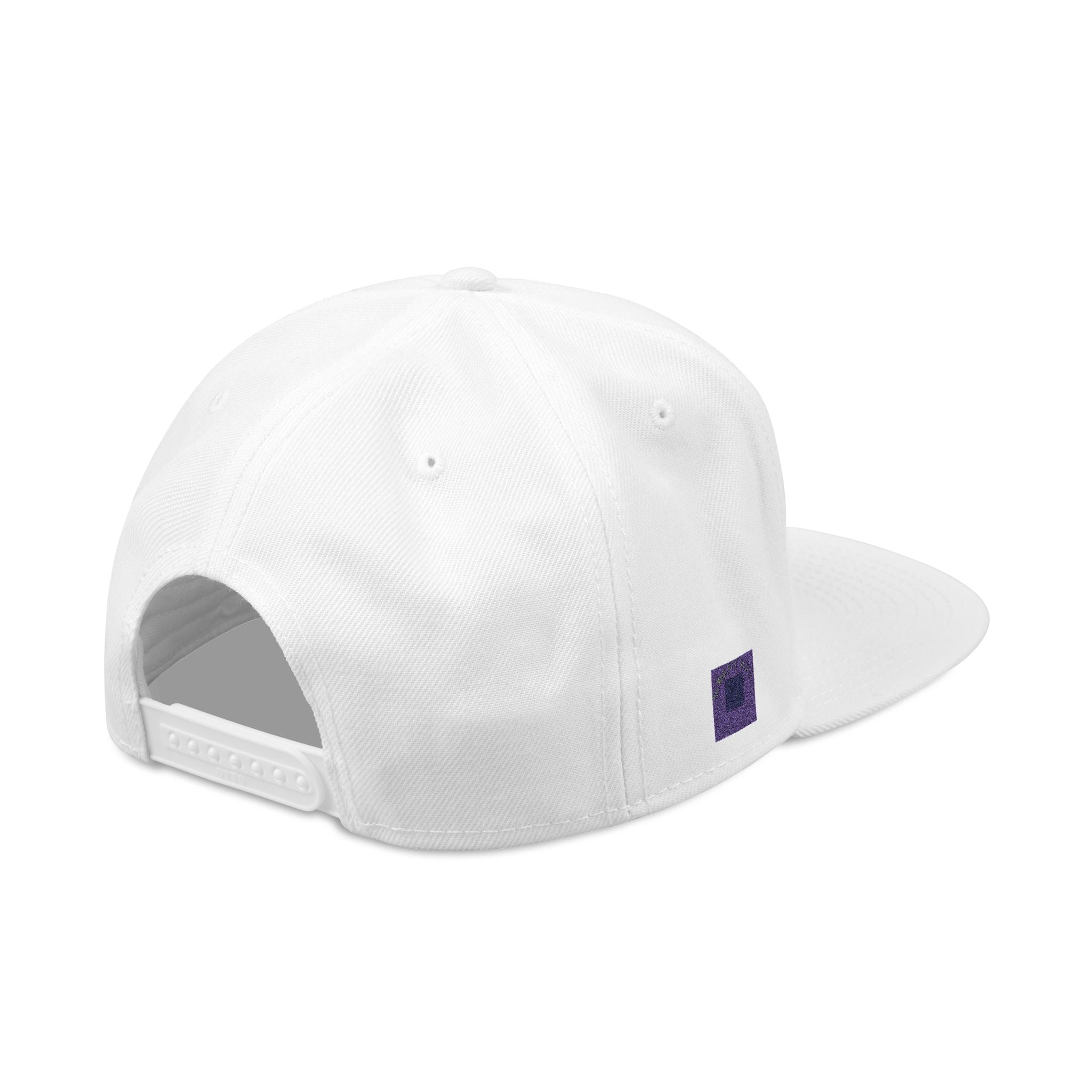 Embroidered Snapback Hat — Bold Yellow 'N' Floral Patch, Purple Side Accent