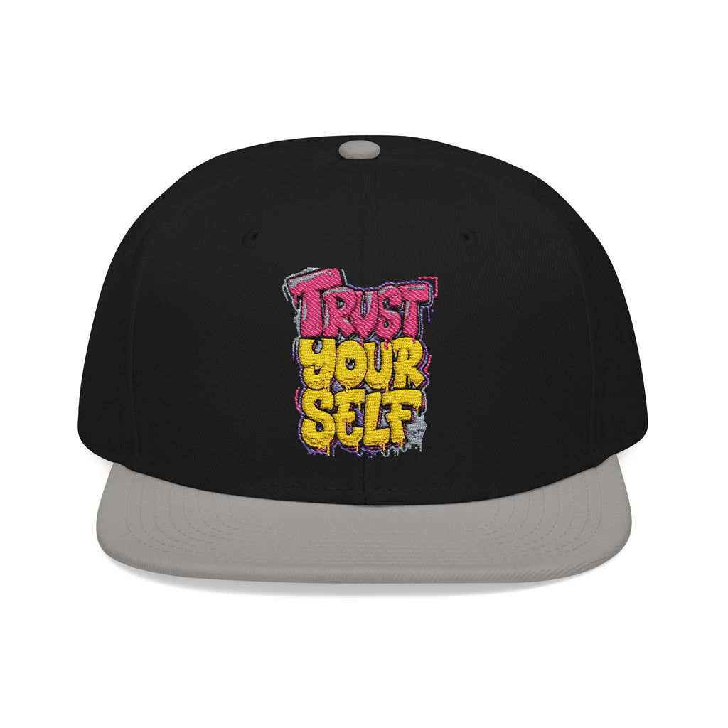 Flat Bill Cap — Embroidered "Trust Your Gut" Street Style Snapback