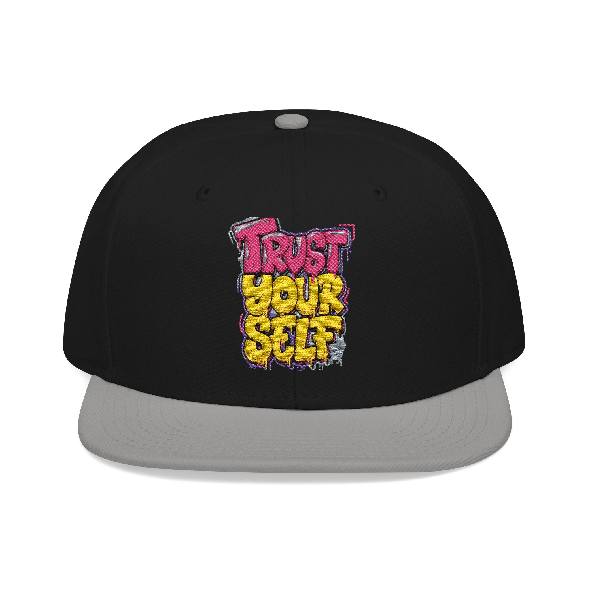 Flat Bill Cap — Embroidered "Trust Your Gut" Street Style Snapback