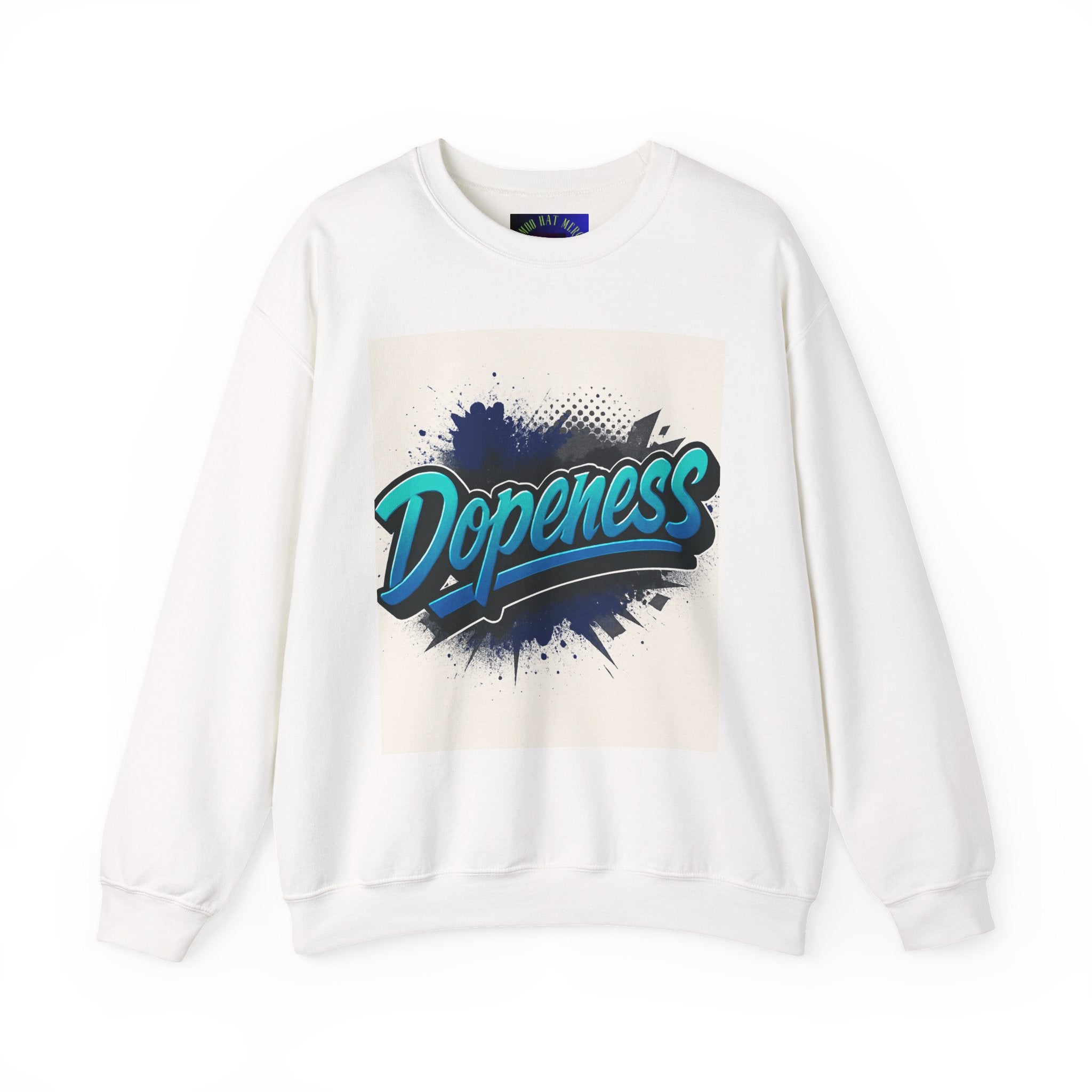 Dopeness Graphic Crewneck Sweatshirt — Retro Blue Streetwear Pullover