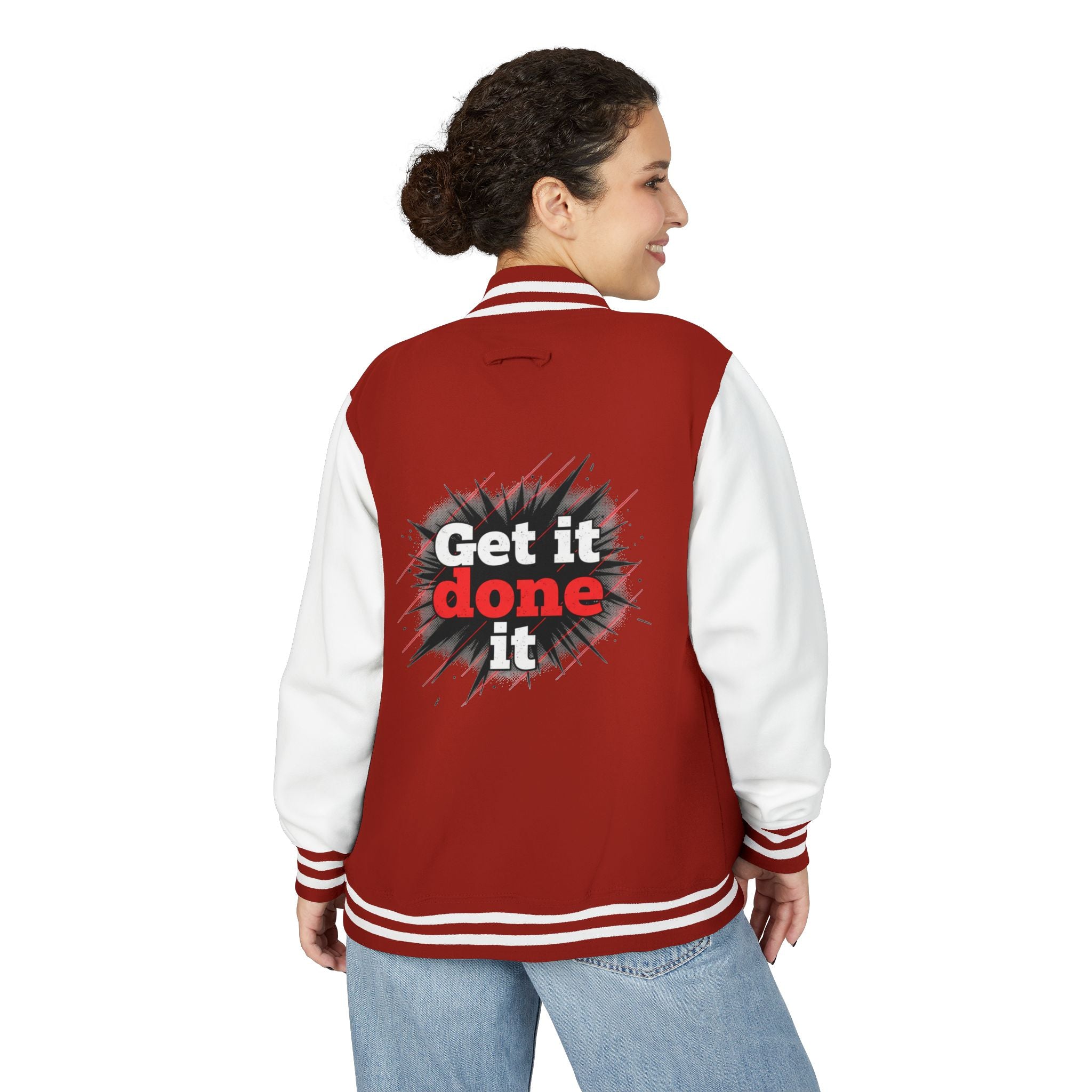 Get It Done Letterman Jacket — Motivational Varsity Bomber