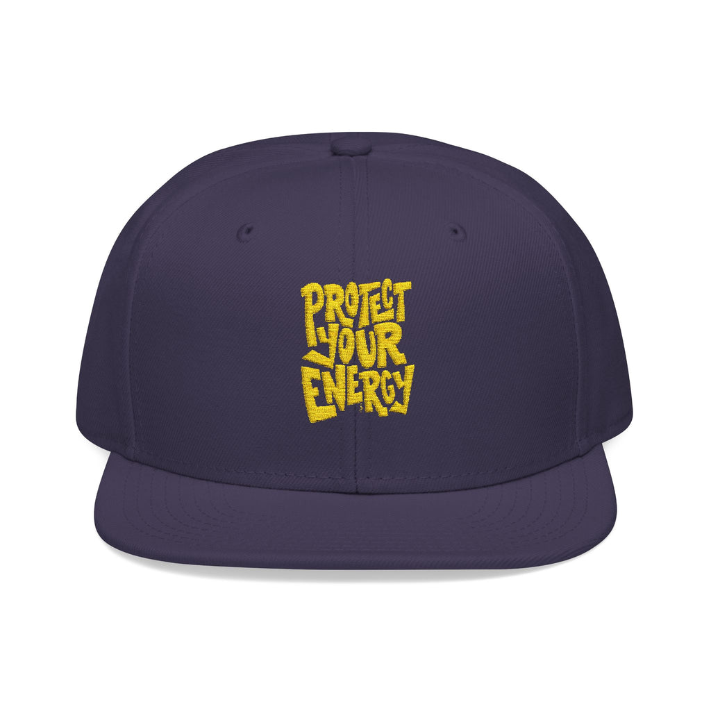 Snapback Hat — Yellow Box Script Embroidery
