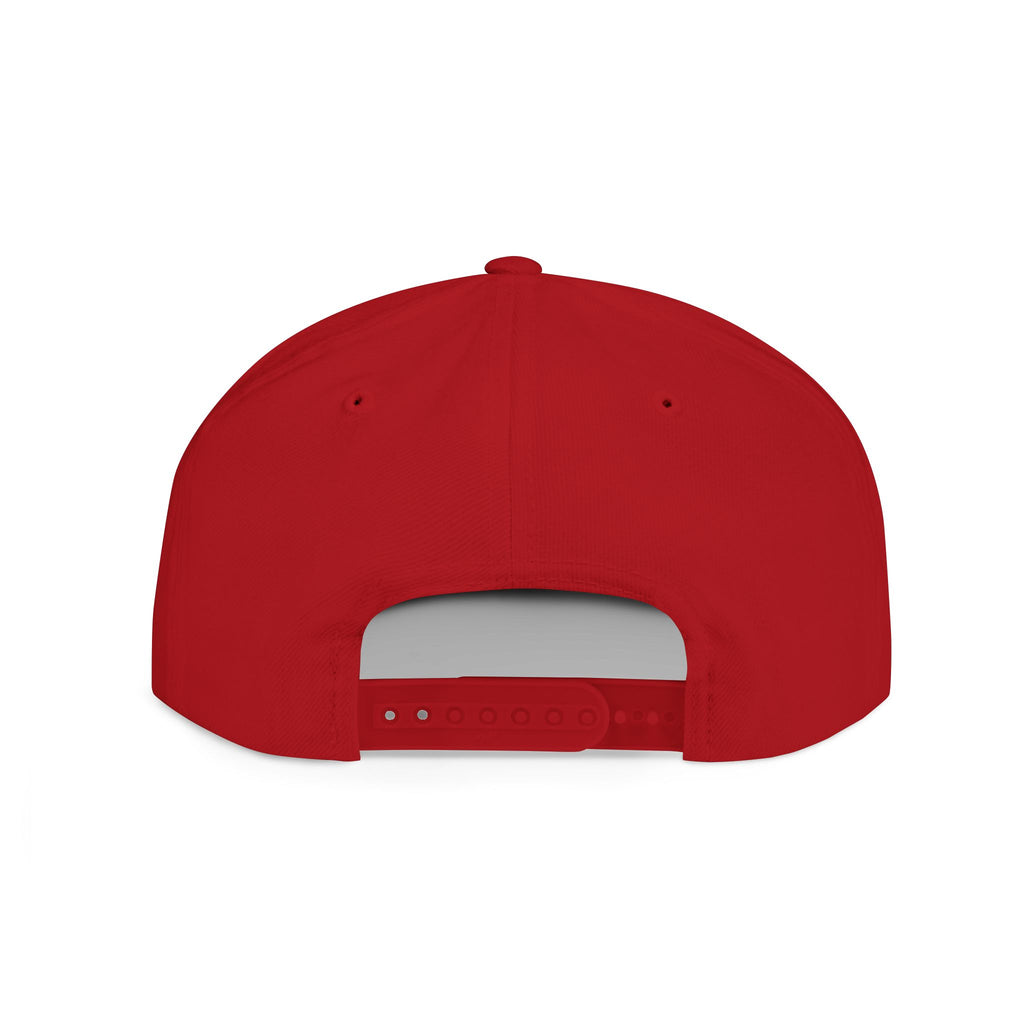 Flat Bill Snapback Cap — Blue Glitch Text Streetwear Hat
