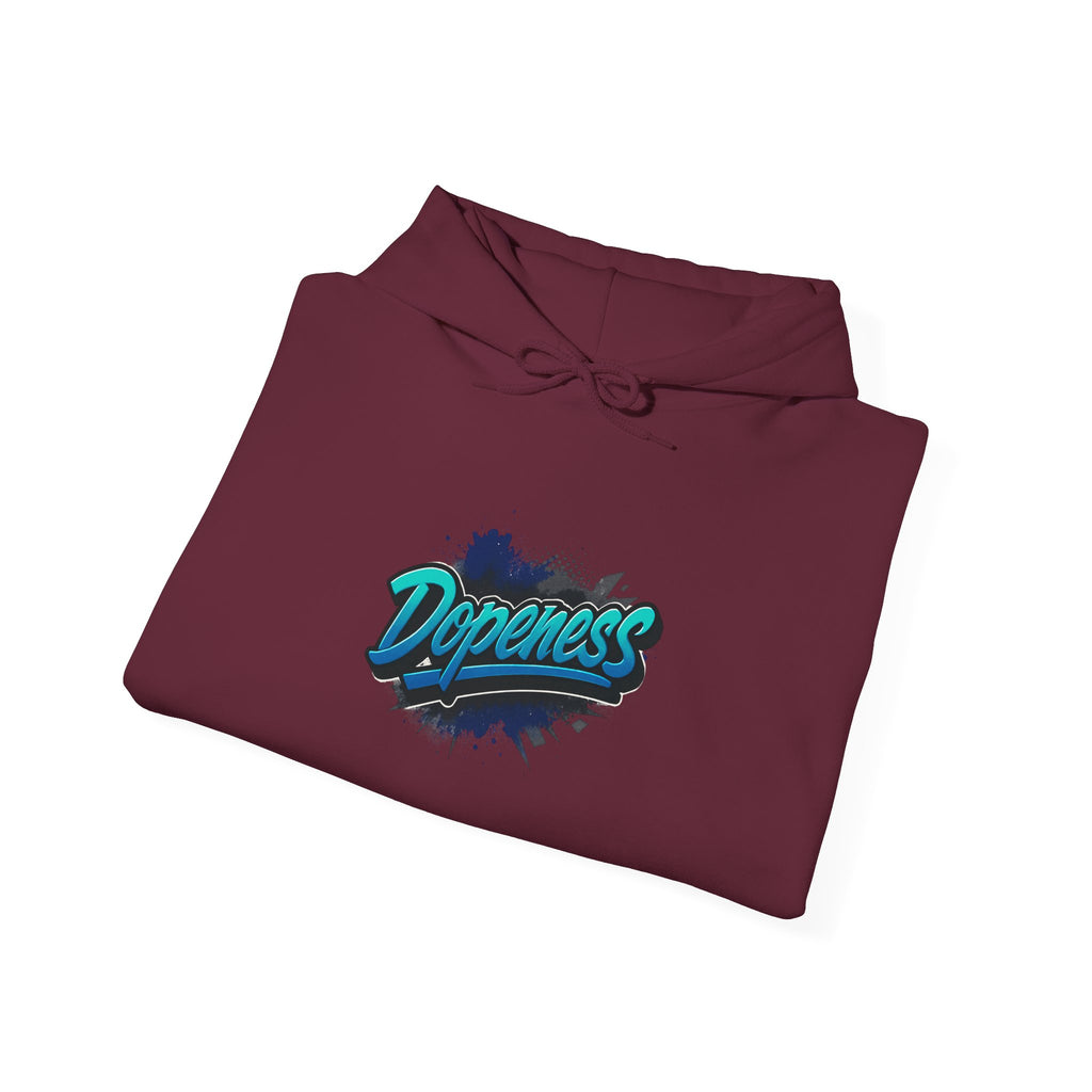 Dopeness Graffiti Hoodie — Retro Teal Streetwear Sweatshirt