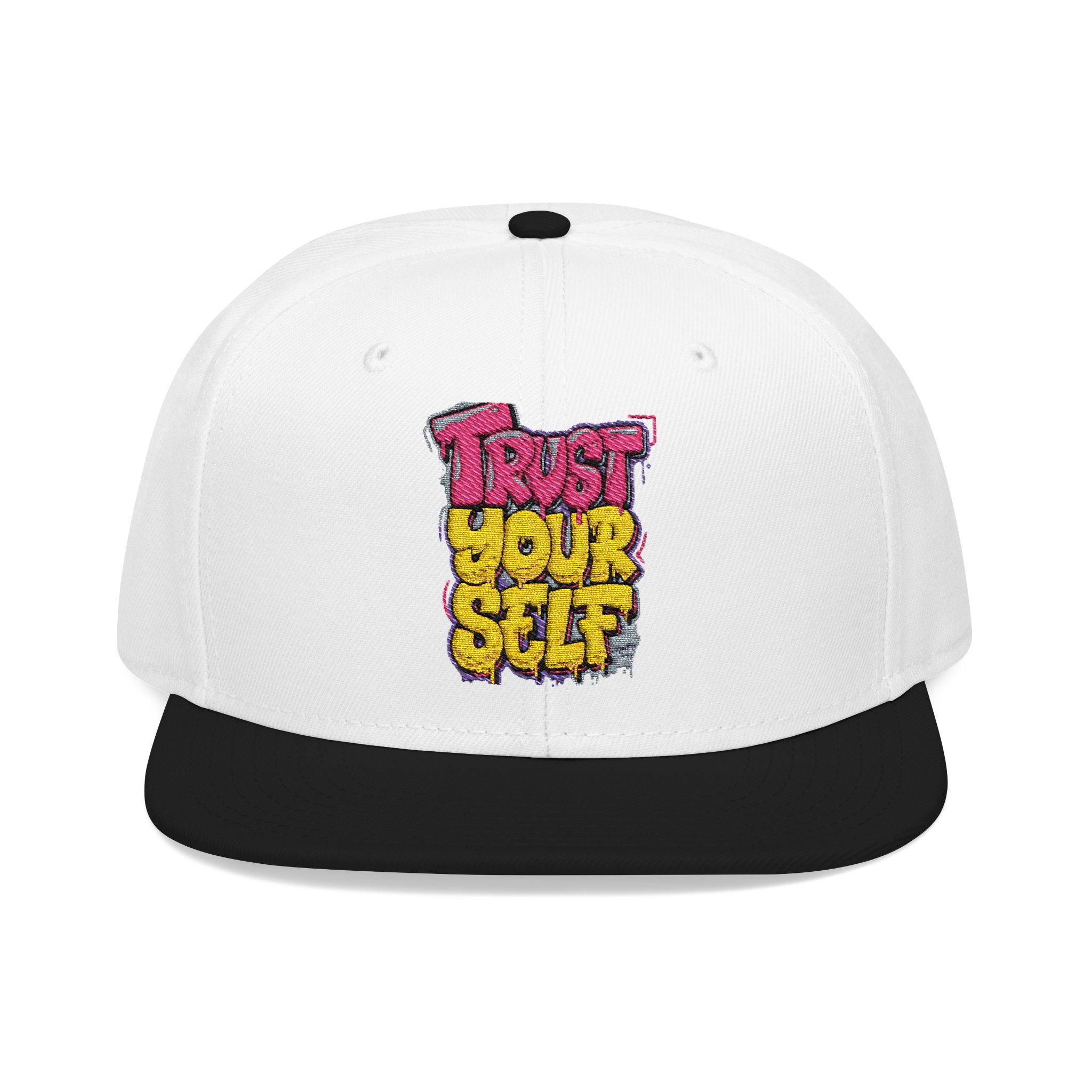 Flat Bill Cap — Embroidered "Trust Your Gut" Street Style Snapback