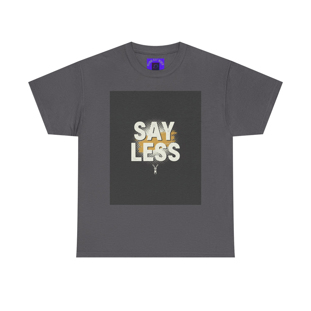 Say Less Graphic Ringer Tee — Mens Retro Minimalist Statement Shirt