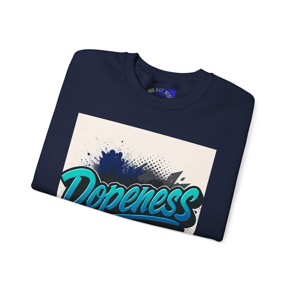 Dopeness Graphic Crewneck Sweatshirt — Retro Blue Streetwear Pullover