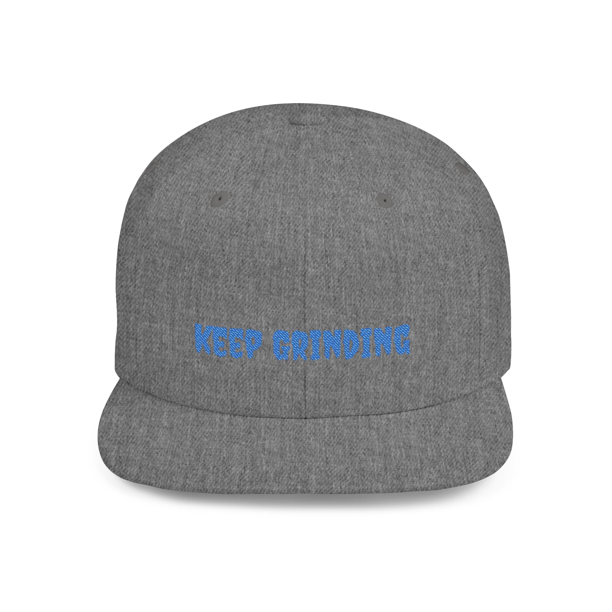 Flat Bill Snapback Cap — Blue Glitch Text Streetwear Hat