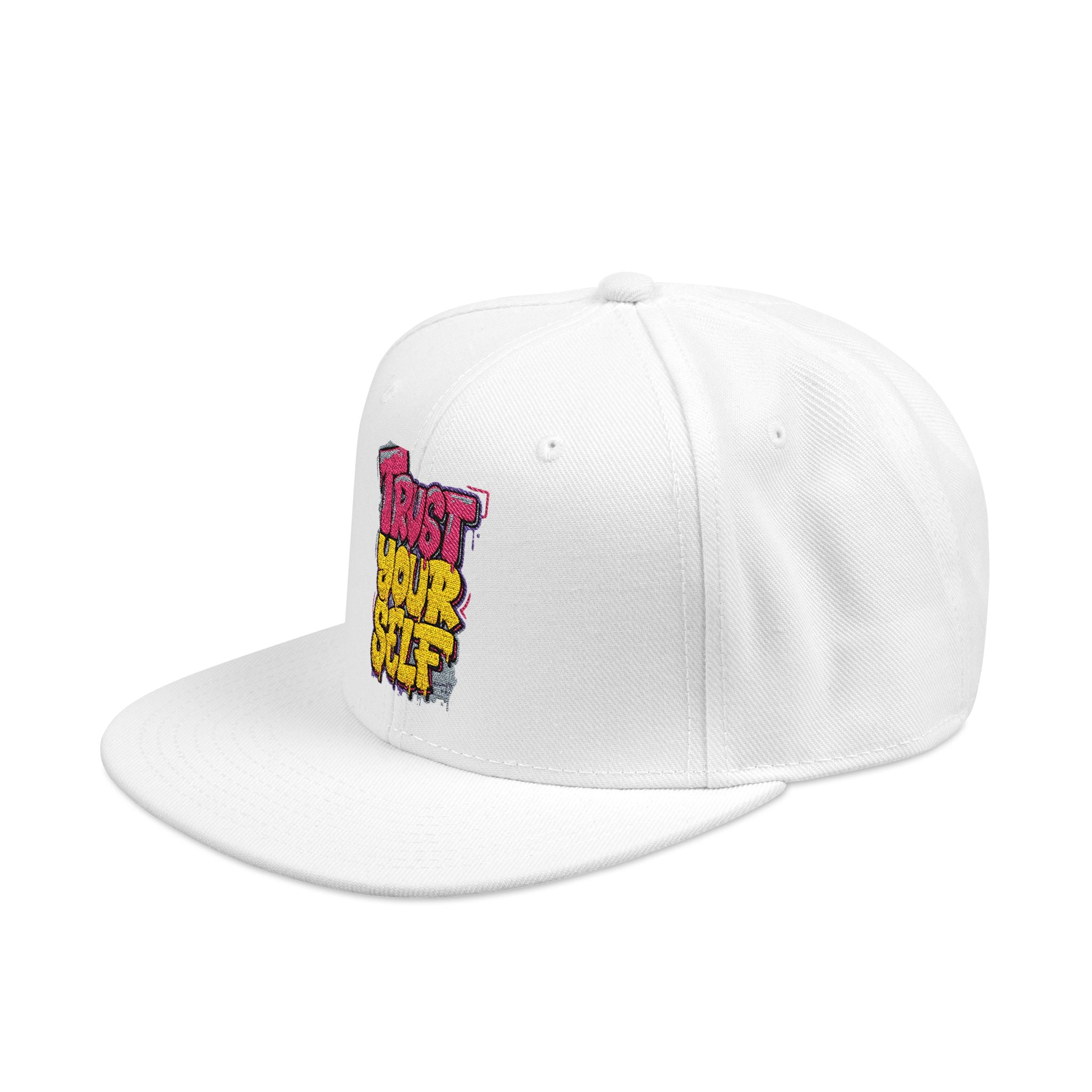 Flat Bill Cap — Embroidered "Trust Your Gut" Street Style Snapback
