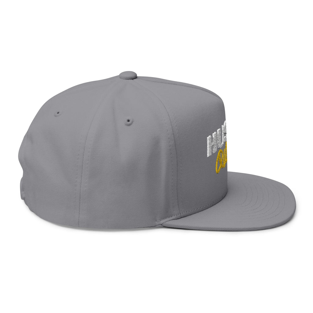 Flat Bill Cap — Embroidered "Hustle Quiet" Snapback Hat