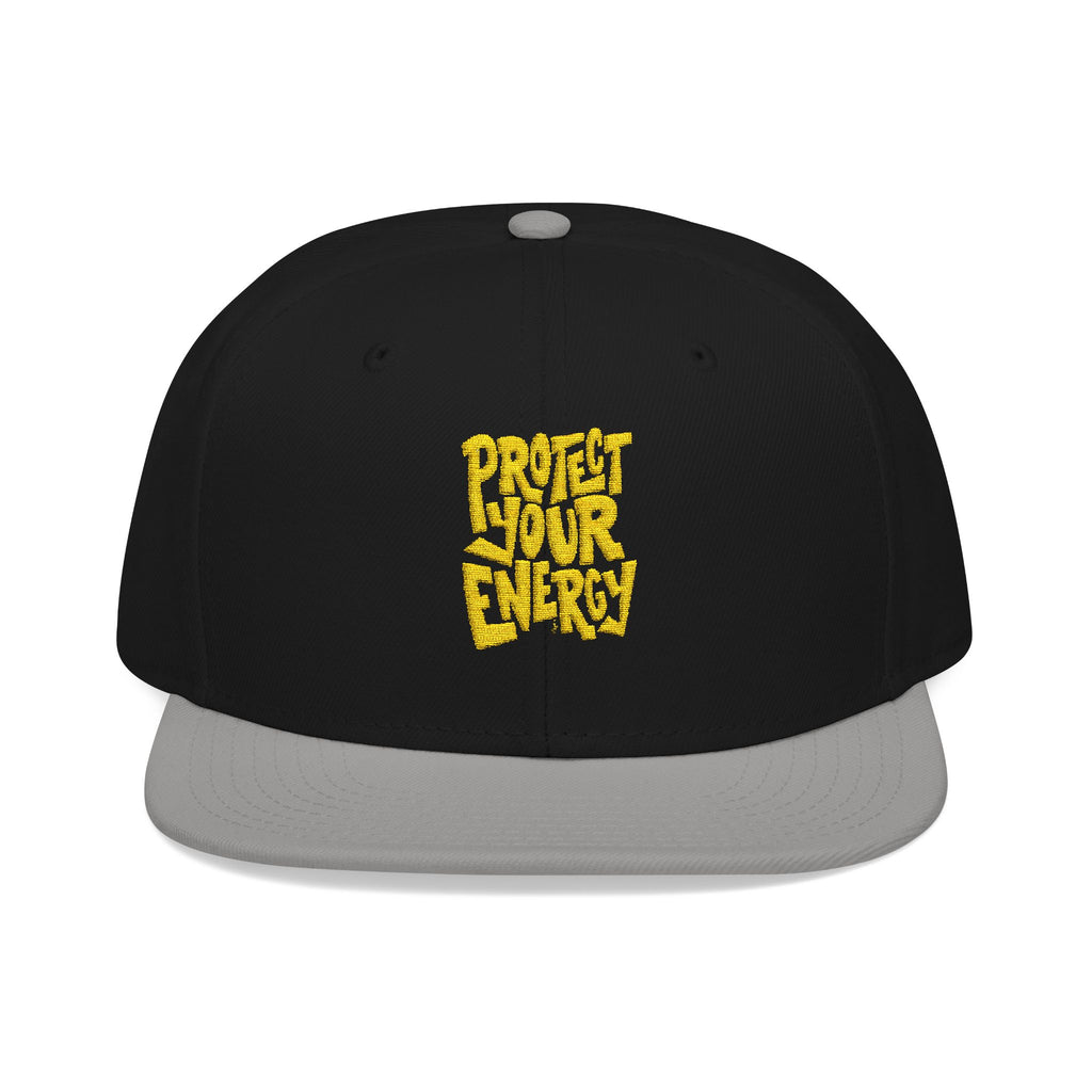 Snapback Hat — Yellow Box Script Embroidery