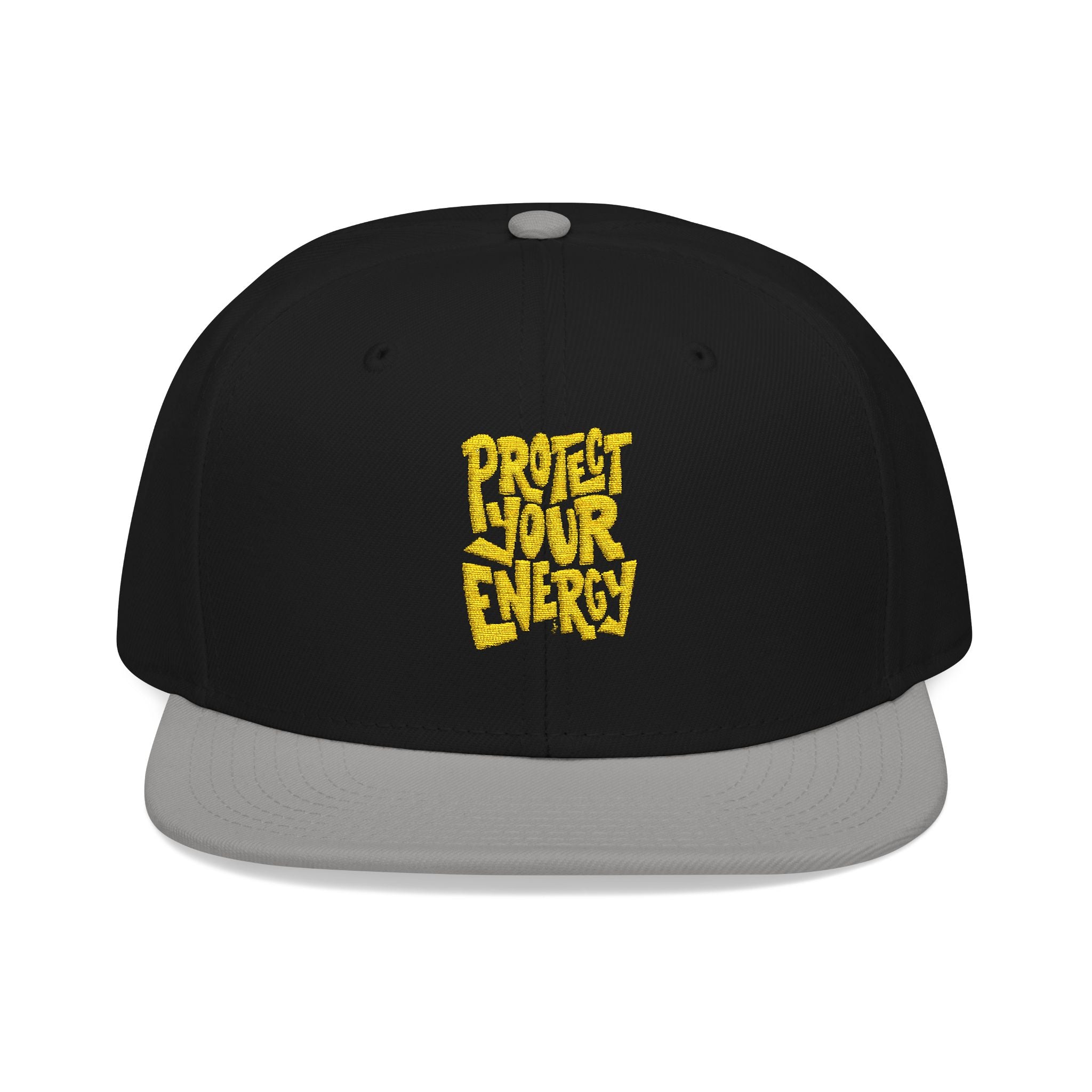 Snapback Hat — Yellow Box Script Embroidery