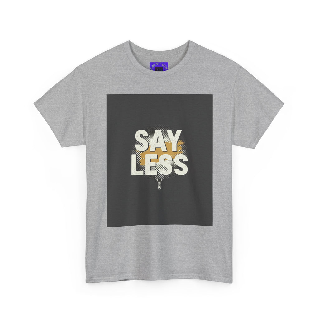 Say Less Graphic Ringer Tee — Mens Retro Minimalist Statement Shirt